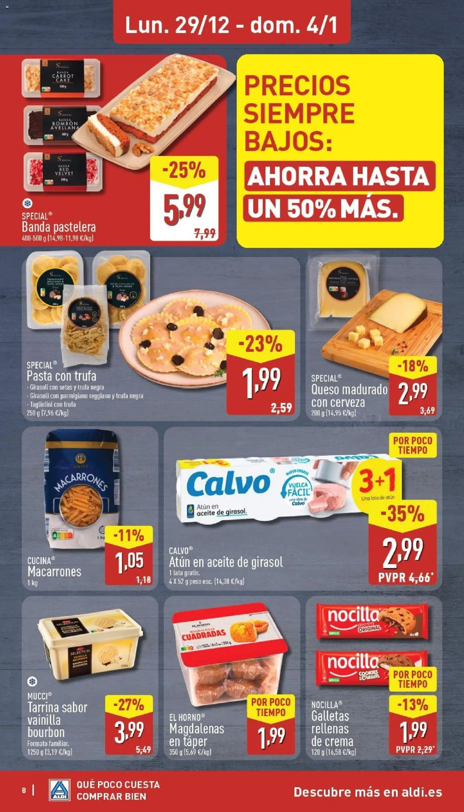 Aldi folleto Baleares │ válido desde el 29.12.2025 | Página: 8 | Productos: Queso, Cerveza, Pasta, Galletas