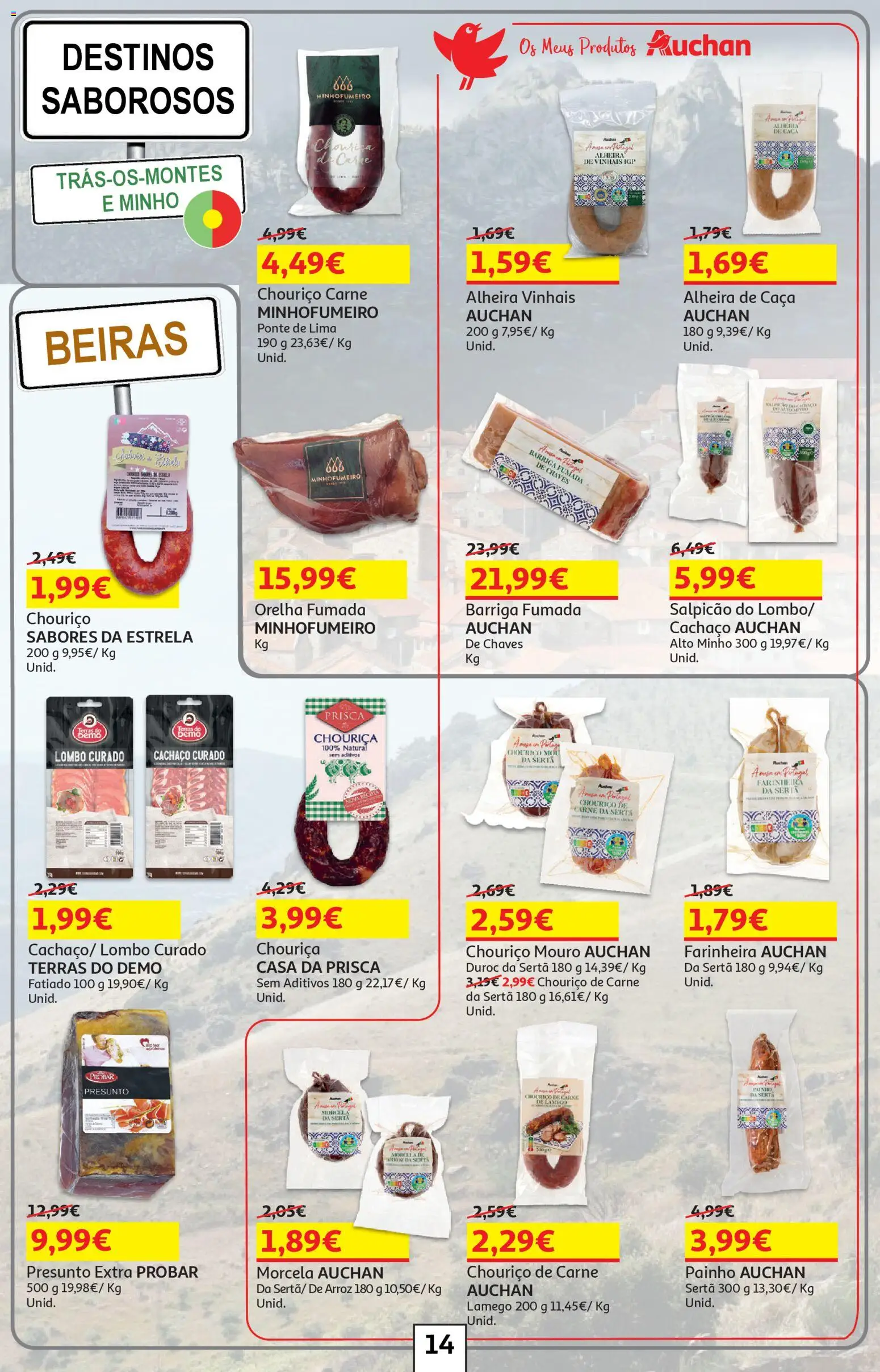 Auchan folheto │ válido de 17.02.2026 | Página: 14 | Produtos: Salpicão, Lombo, Chouriço, Alheira
