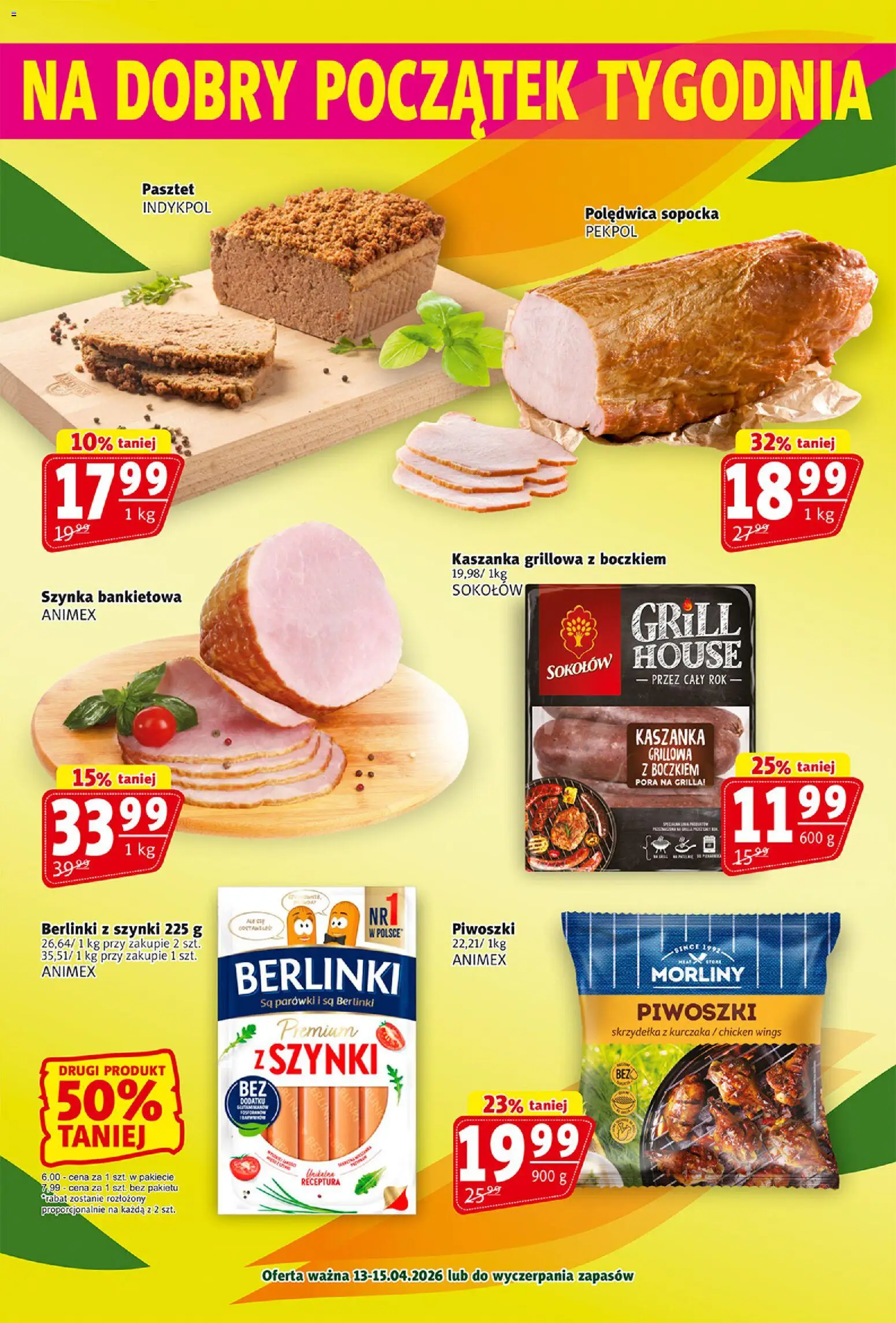 Prim Market gazetka od 09.04.2026 | Strona: 19 | Produkty: Skrzydełka z kurczaka, Parówki, Kaszanka, Szynka