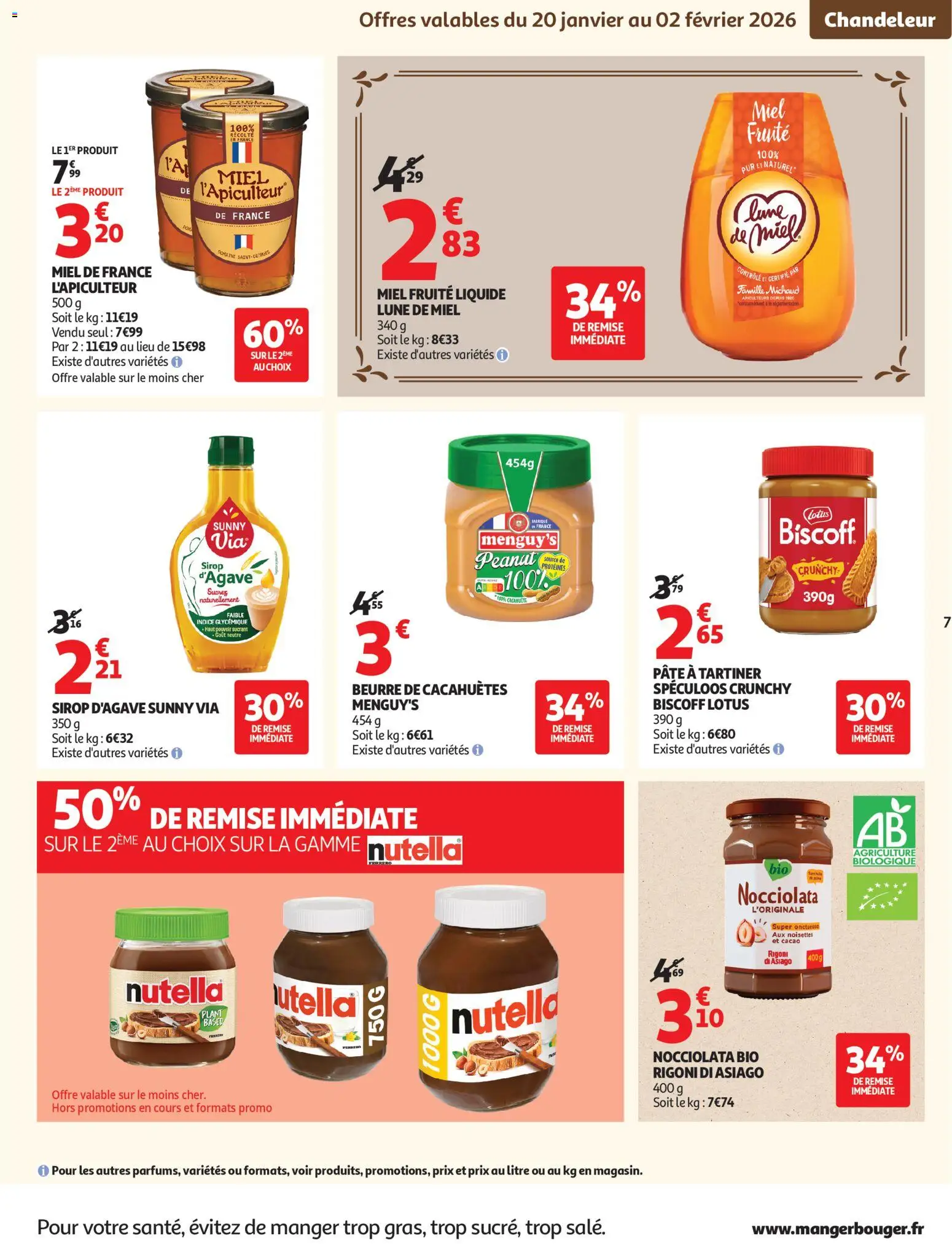 {H1} | Page: 7 | Produits: Sirop d'agave, Miel, Nutella, Beurre