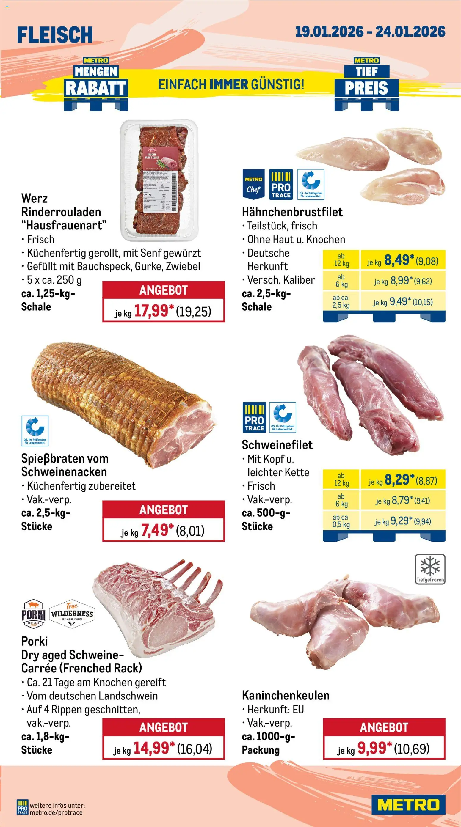 Metro Prospekt 	 – gültig ab 19.01.2026 | Seite: 3 | Produkte: Rinderrouladen, Schweinenacken, Schweinefilet, Fleisch