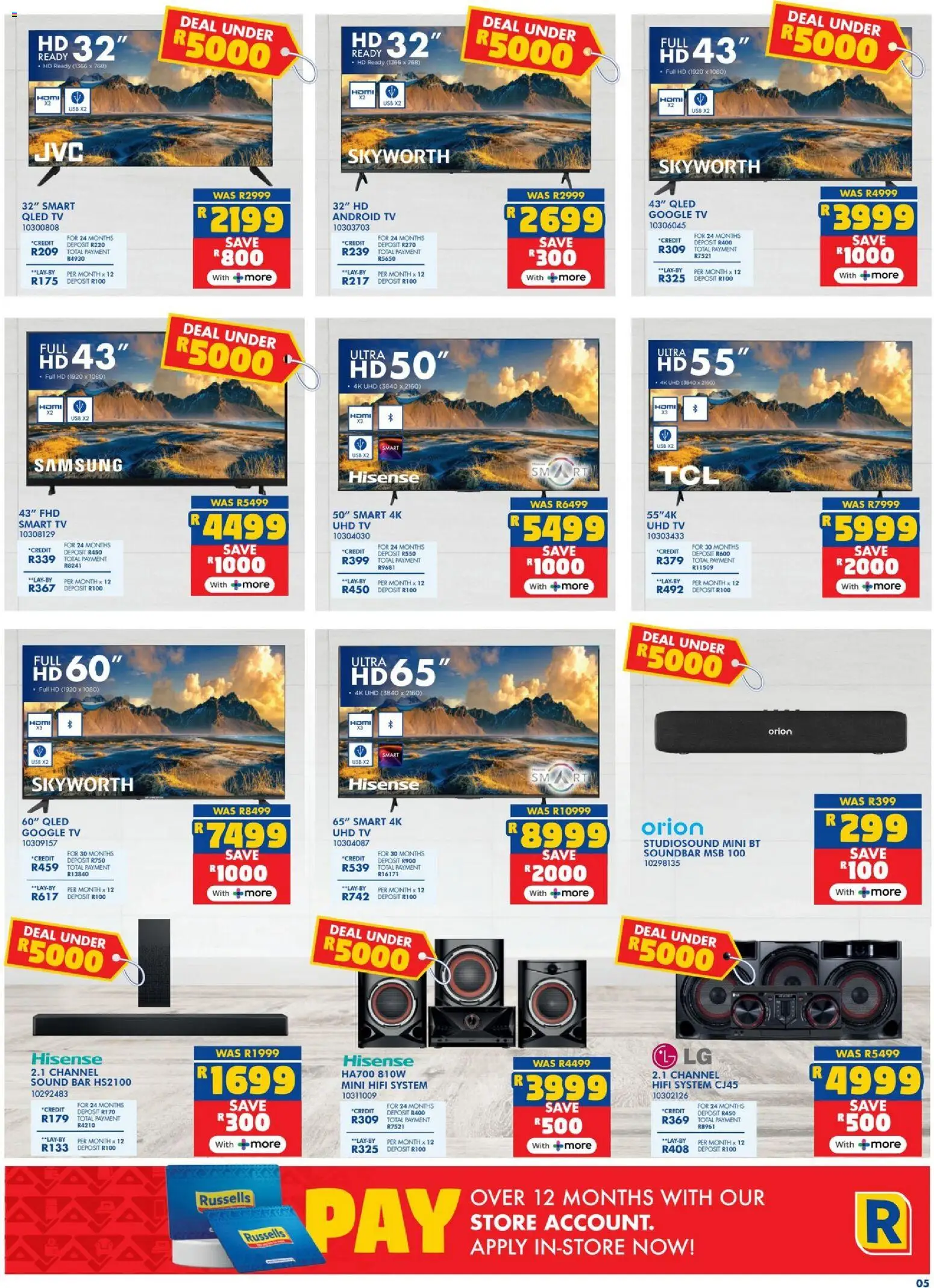 New Russells catalogue – valid from 29.12.2025 | Page: 5 | Products: USB, TV, Soundbar