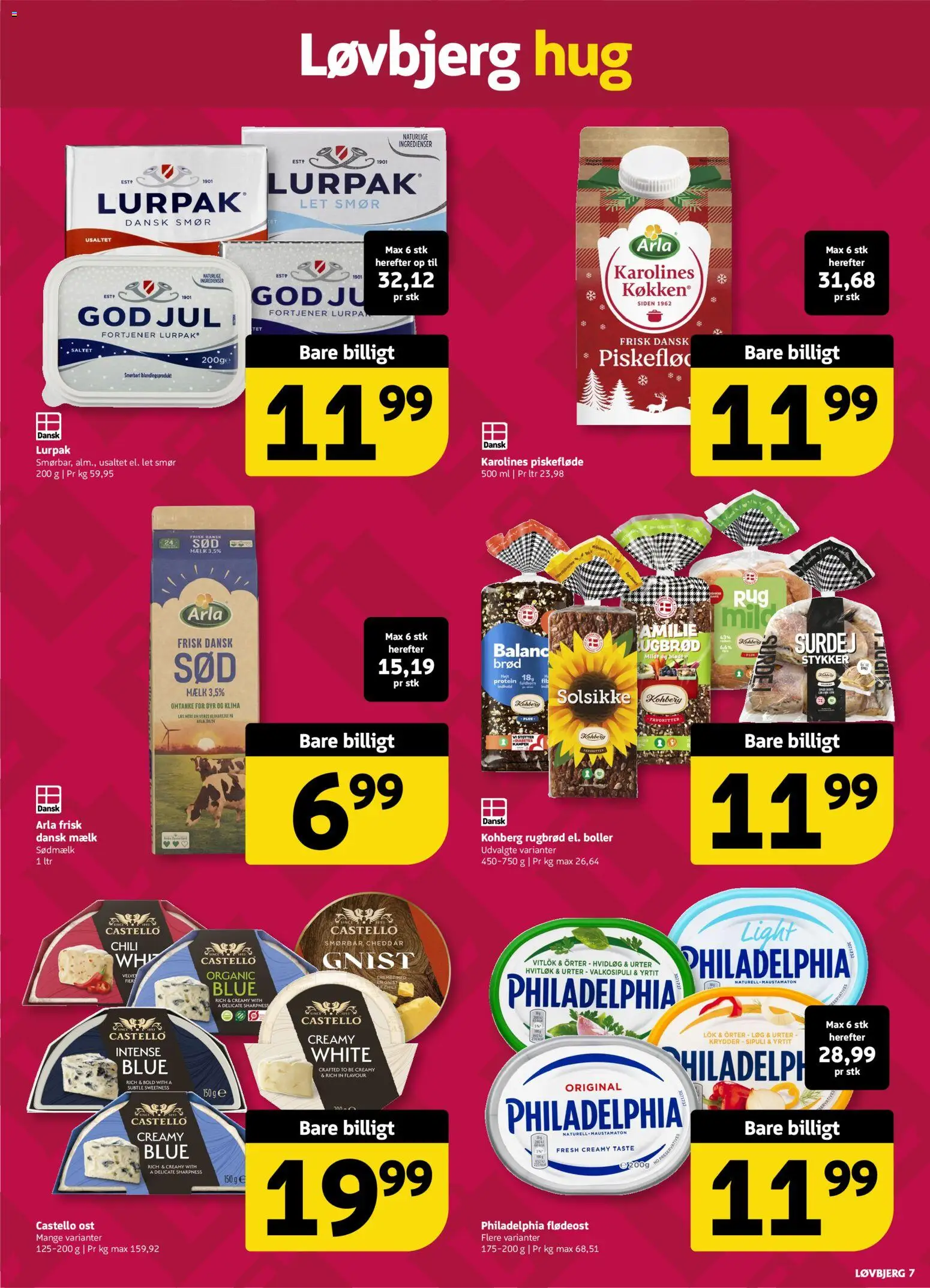 Løvbjerg tilbudsavis – gyldig fra 19.12.2025 | Side: 7 | Produkter: Mælk, Smør, Ost, Brød