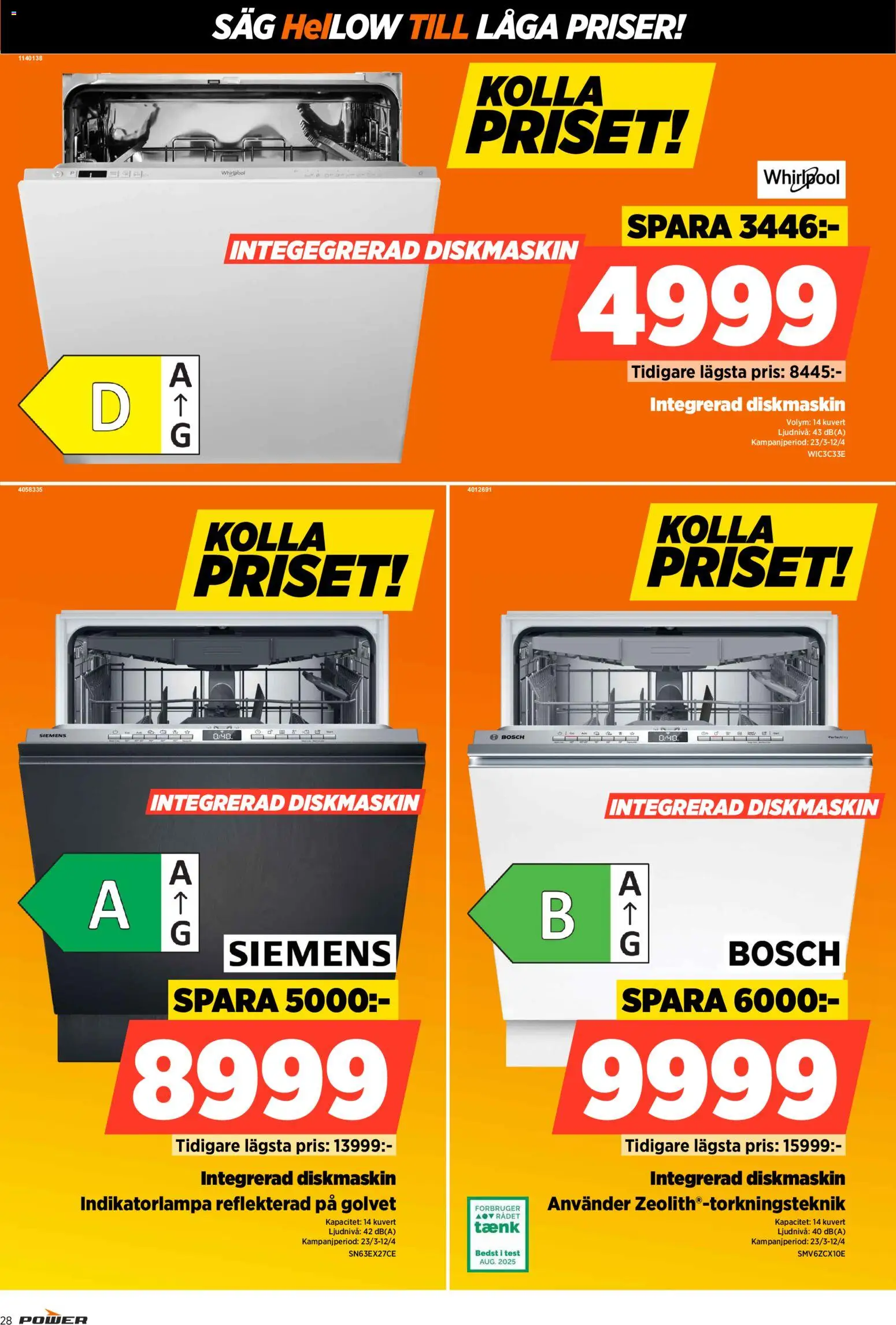 Power reklamblad aktuell från 23.09.2026 | Sida: 28 | Produkter: Diskmaskin, Såg, Kuvert