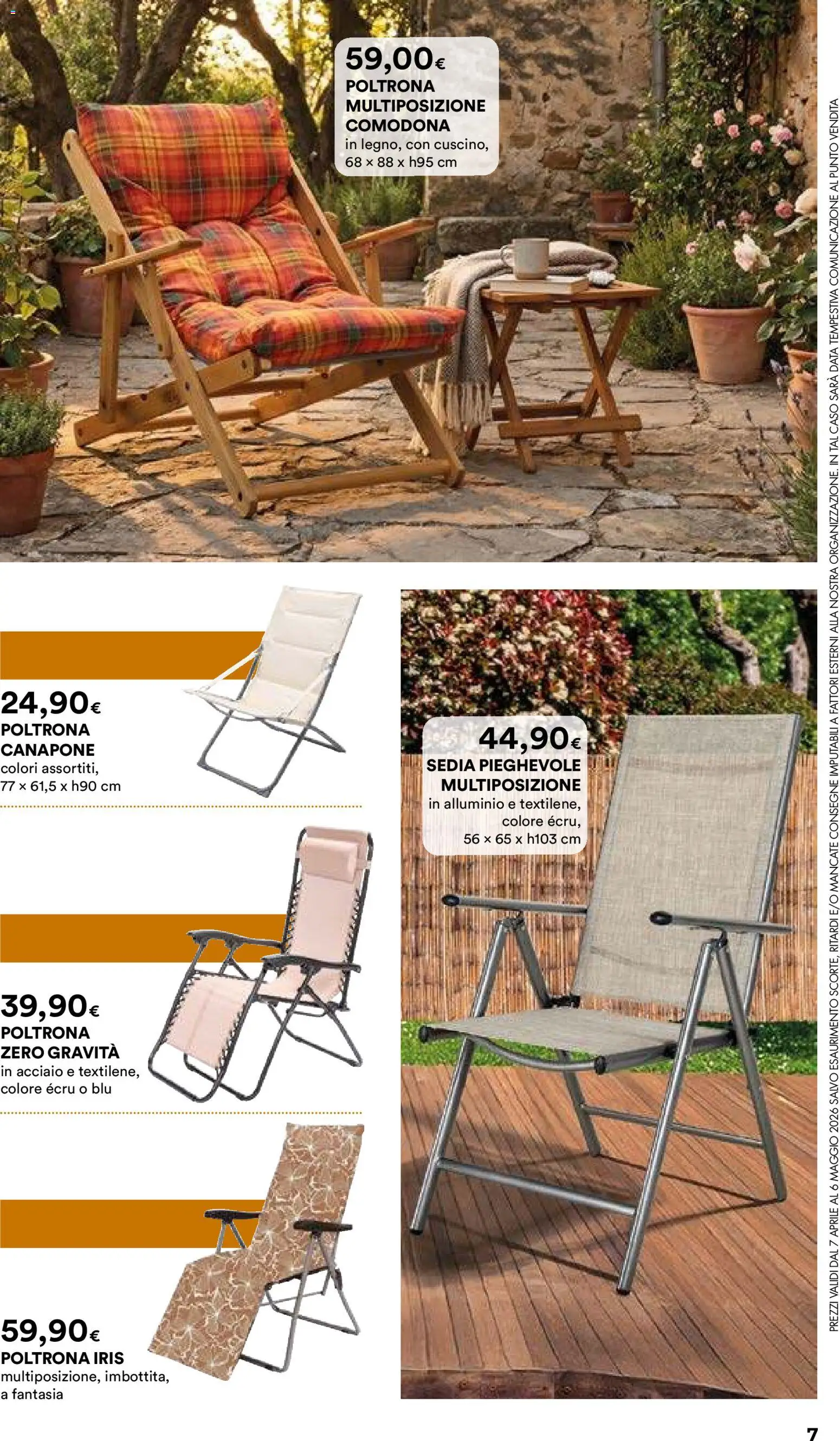 Volantino Ipercoop del 07.04.2026 | Pagina: 7 | Prodotti: Data, Alluminio, Poltrona, Sedia