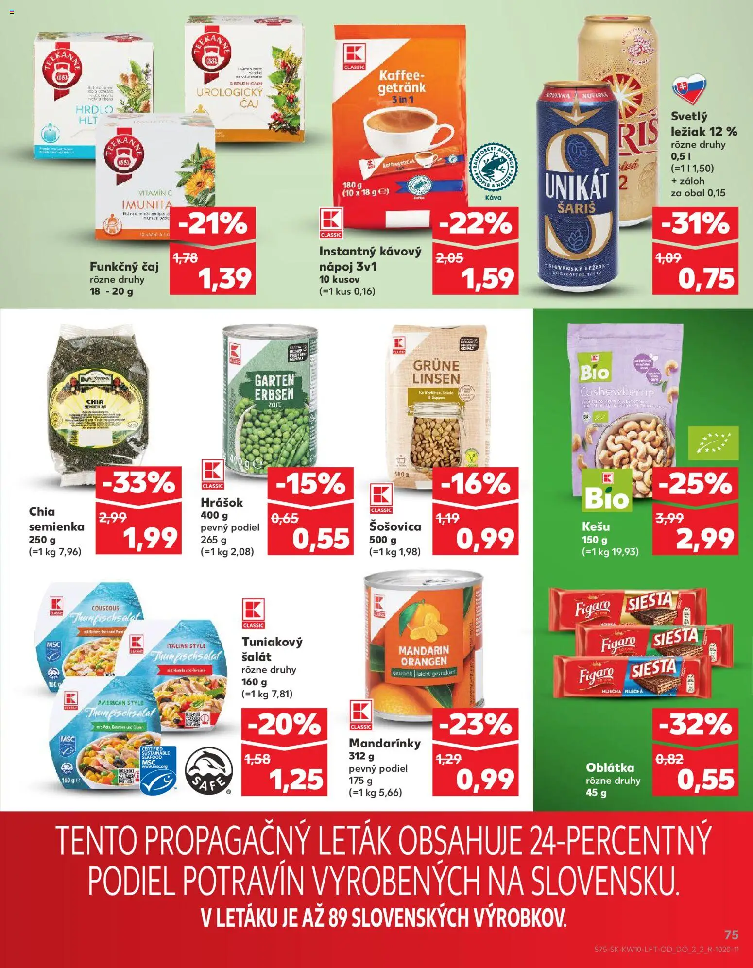 Nové Kaufland akcie – leták je platný od 05.03.2026 | Strana: 75 | Produkty: Káva, Šošovica, Mandarinky, Šalát