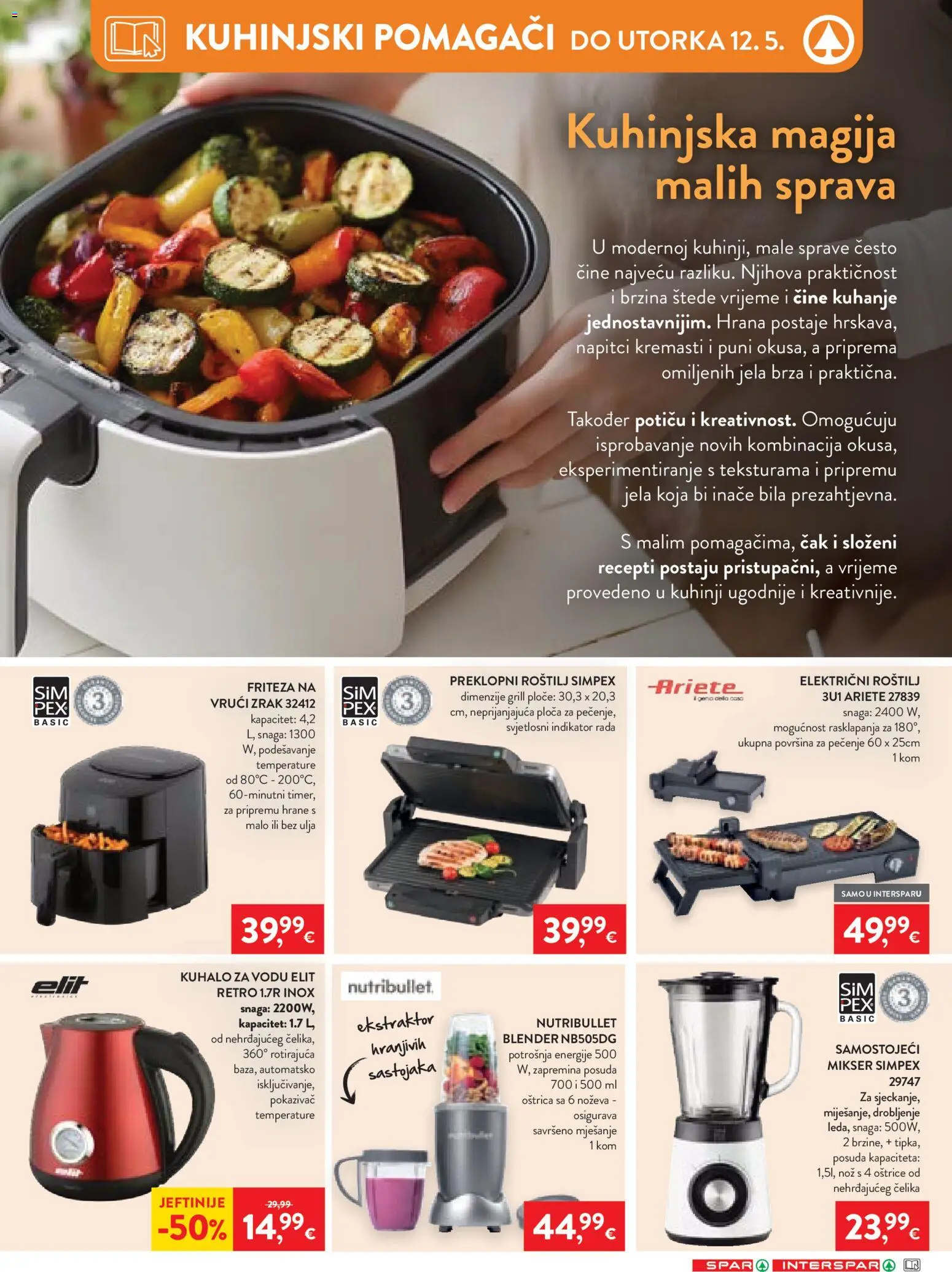 Spar katalog | vrijedi od 27.04.2026 | Stranica: 30 | Proizvodi: Kuhalo za vodu, Friteza, Nož, Blender