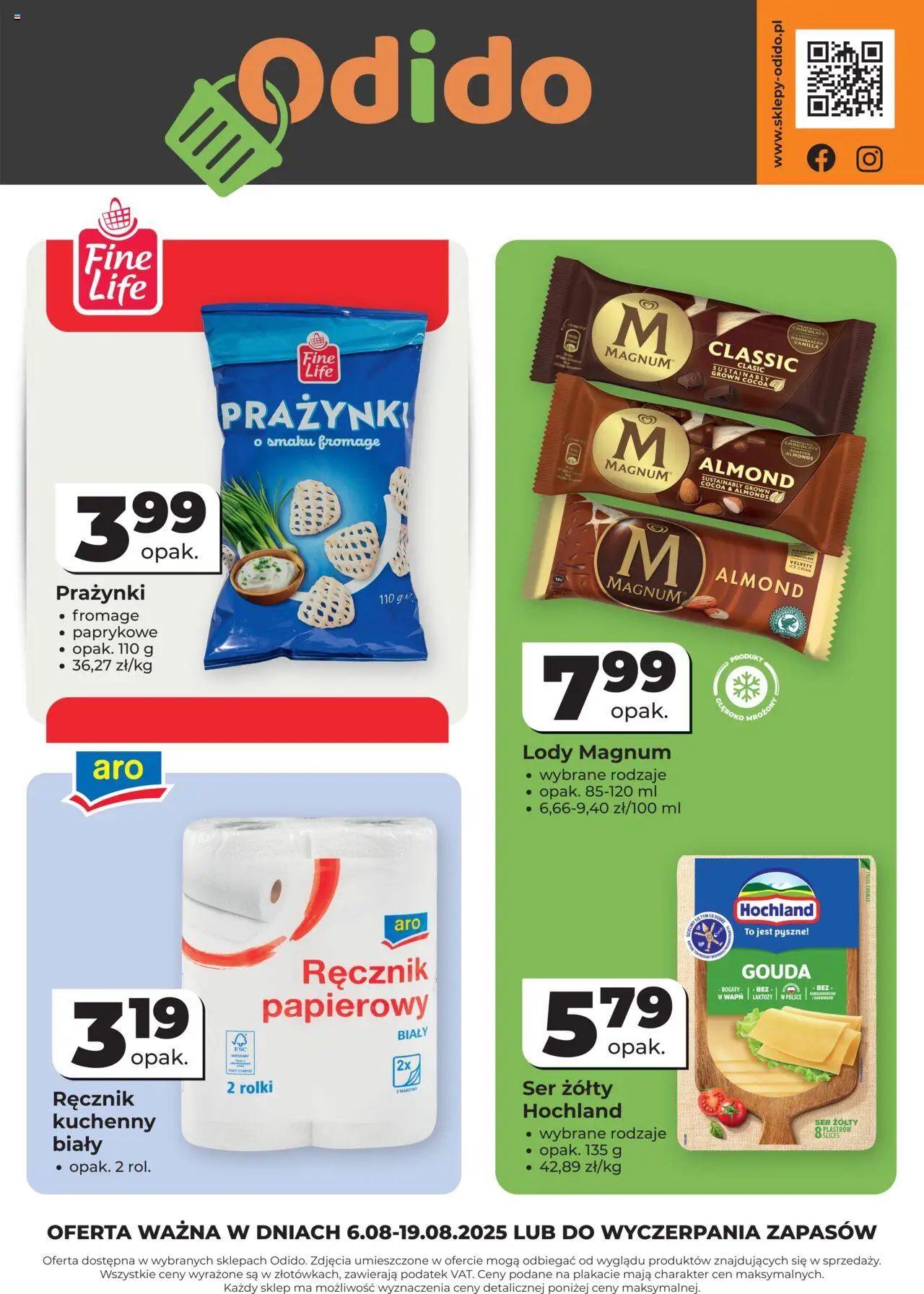 Odido Gazetka - Wybrane produkty od 06.08.2025 | Strona: 1 | Produkty: Ser żółty, Rolki, Ser, Lody