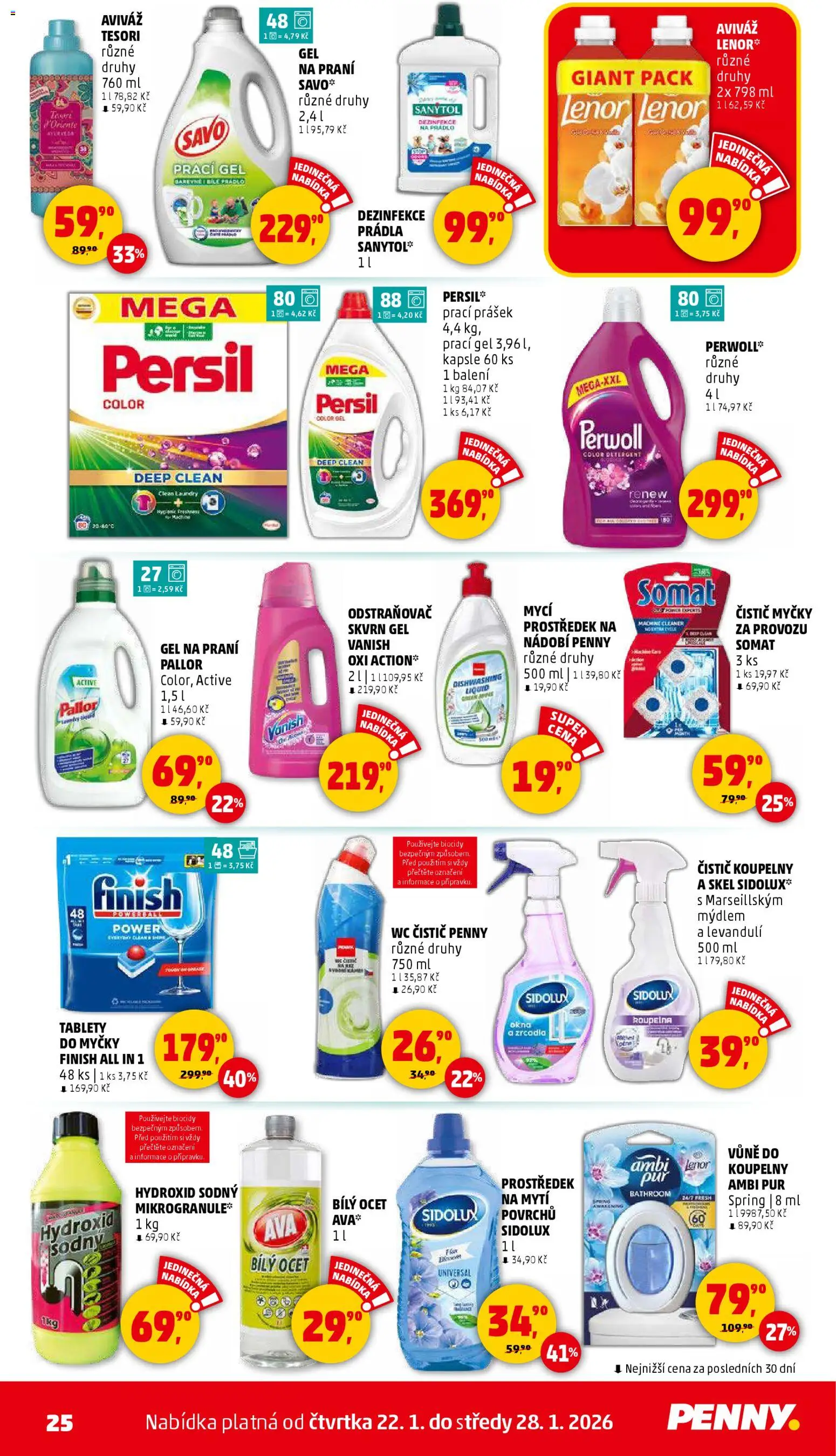 Penny Market leták - Čtvrtečník od 22.01.2026 | Strana: 25 | Produkty: Ocet, Savo, Wc, Persil