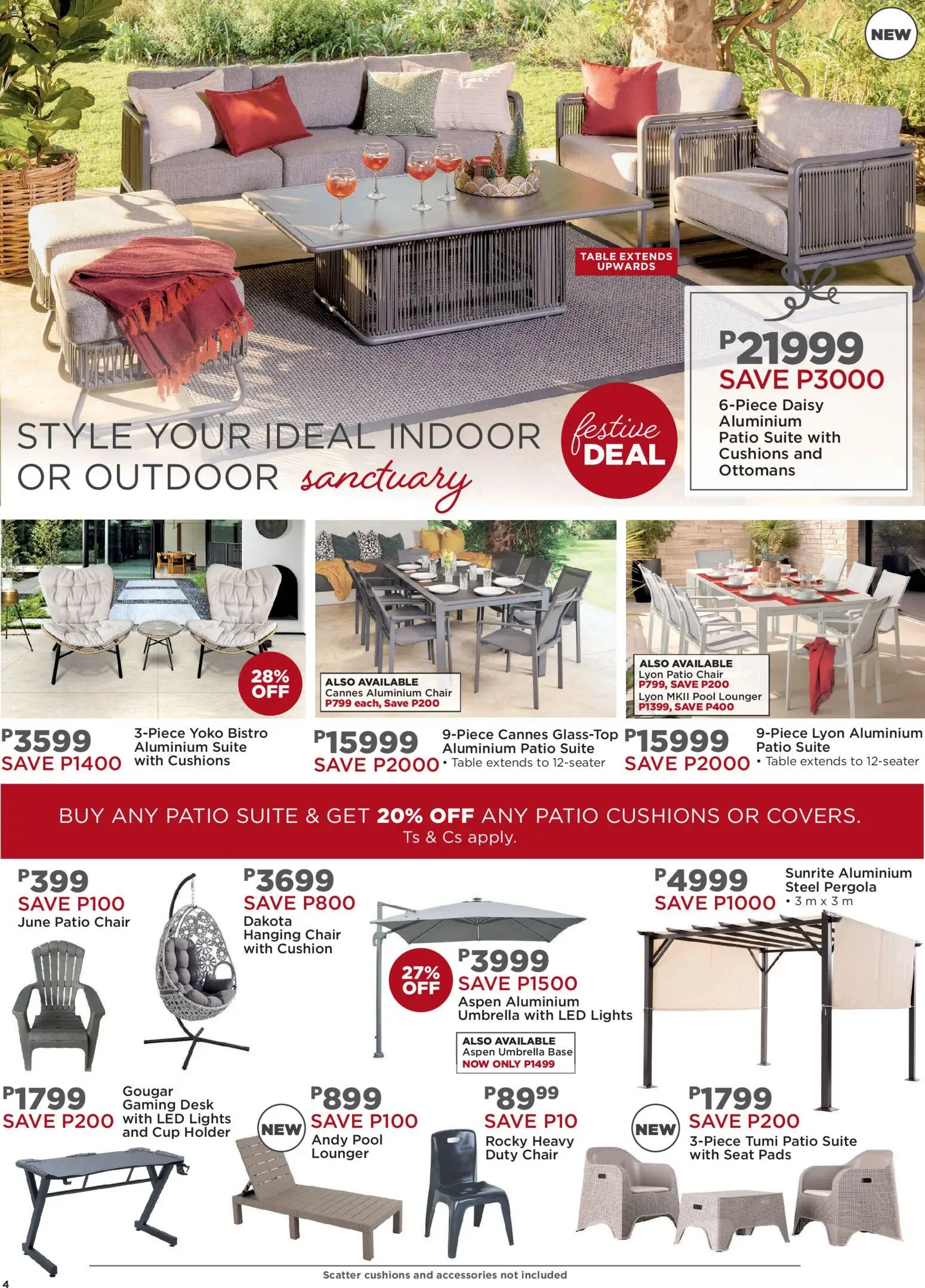 New House and Home catalogue – valid from 24.11.2025 | Page: 5 | Products: Umbrella, Desk, Table, Chair