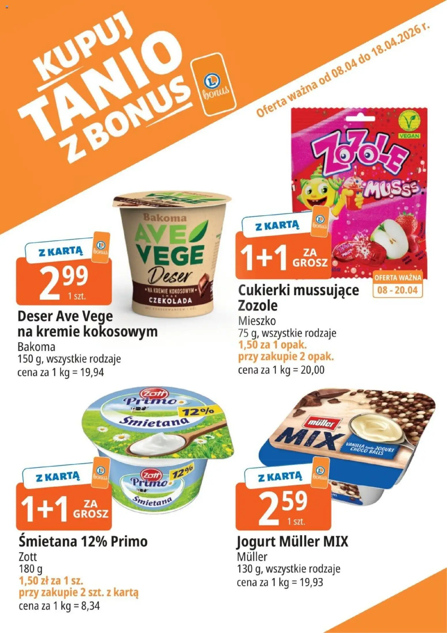 E.Leclerc gazetka - Kupony dodatkowe od 08.04.2026 | Strona: 2 | Produkty: Karta, Czekolada, Śmietana, Cukierki