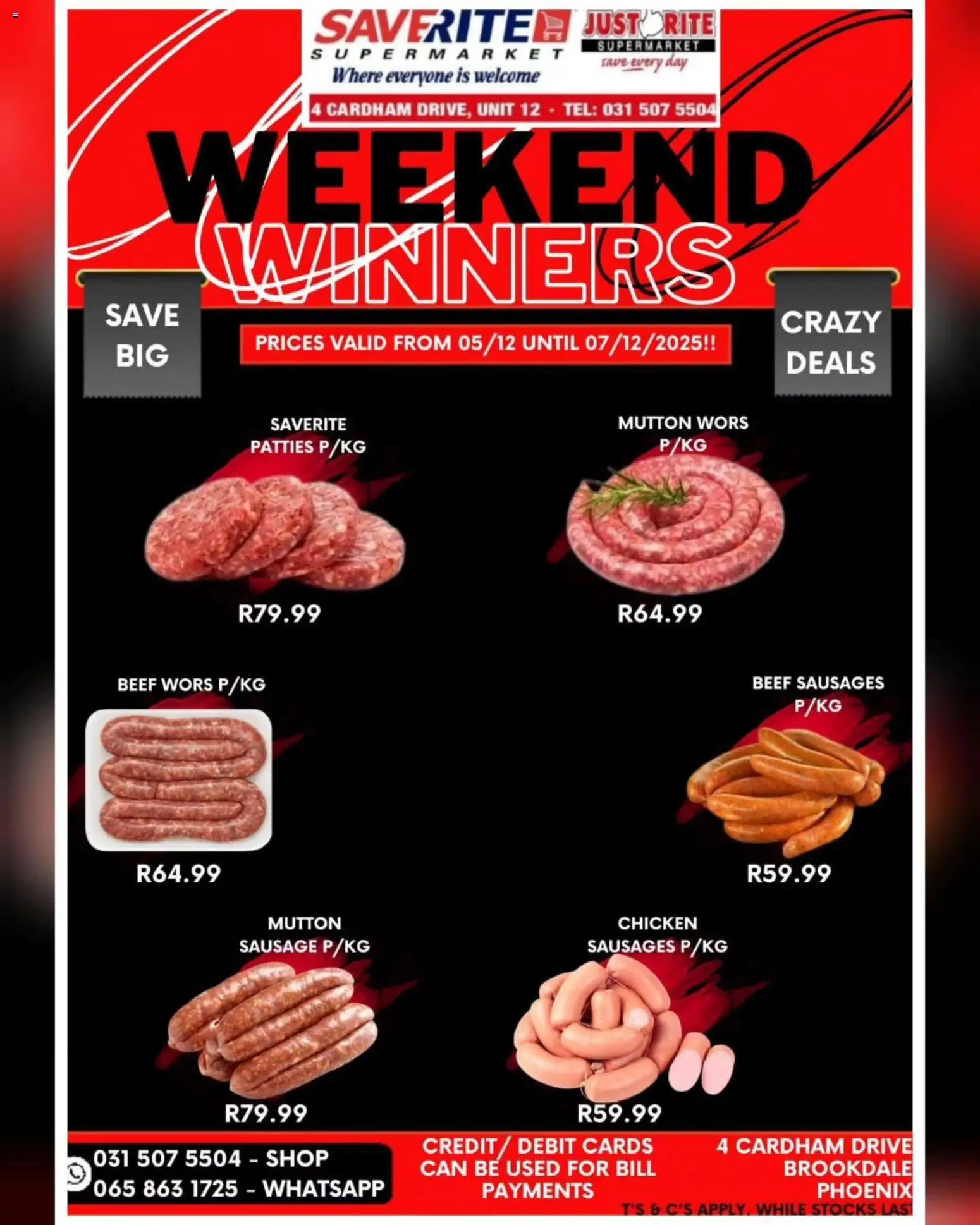 New Saverite catalogue – valid from 05.12.2025 | Page: 3 | Products: Chicken, Beef, Sausage