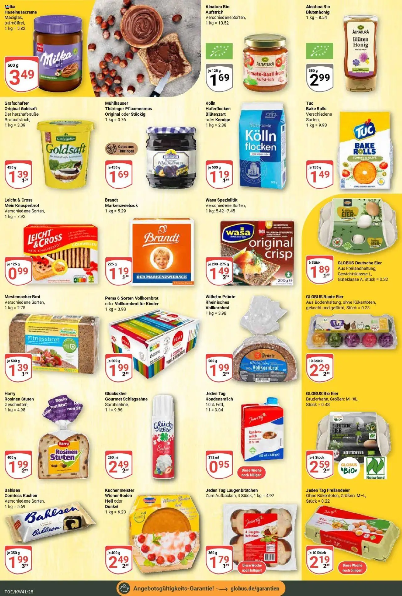 Globus prospekt Tönisvorst	 – gültig ab 06.10.2025 | Seite: 14 | Produkte: Schlagsahne, Milka, Brot, Flocken