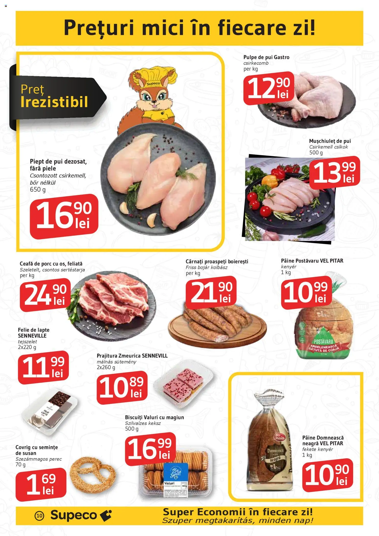 Noul catalog Supeco – valabil de la 16.04.2026 | Pagină: 10 | Produse: Keçeli kalem, Mici, Pâine, Cârnați