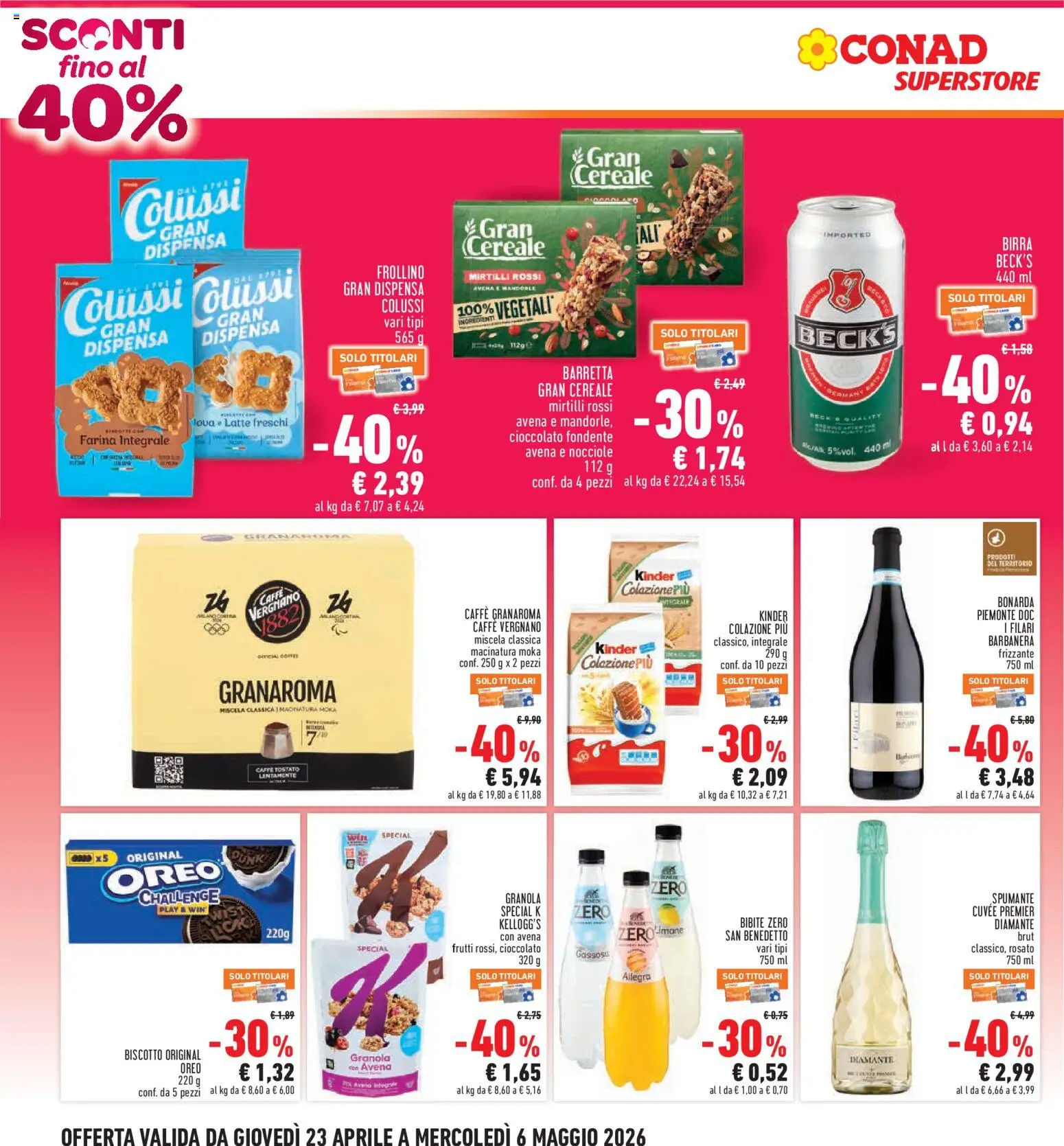 Volantino Conad del 23.04.2026 | Pagina: 4 | Prodotti: Caffè, Cioccolato, Mandorle, Barretta