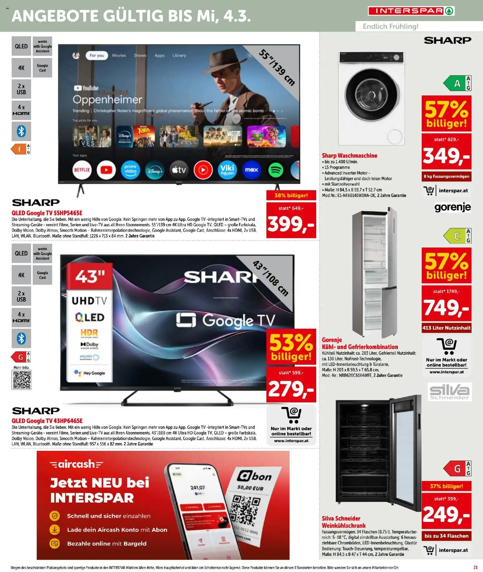 Interspar Flugblatt gültig ab 12.02.2026 | Seite: 21 | Produkte: TV, Waschmaschine