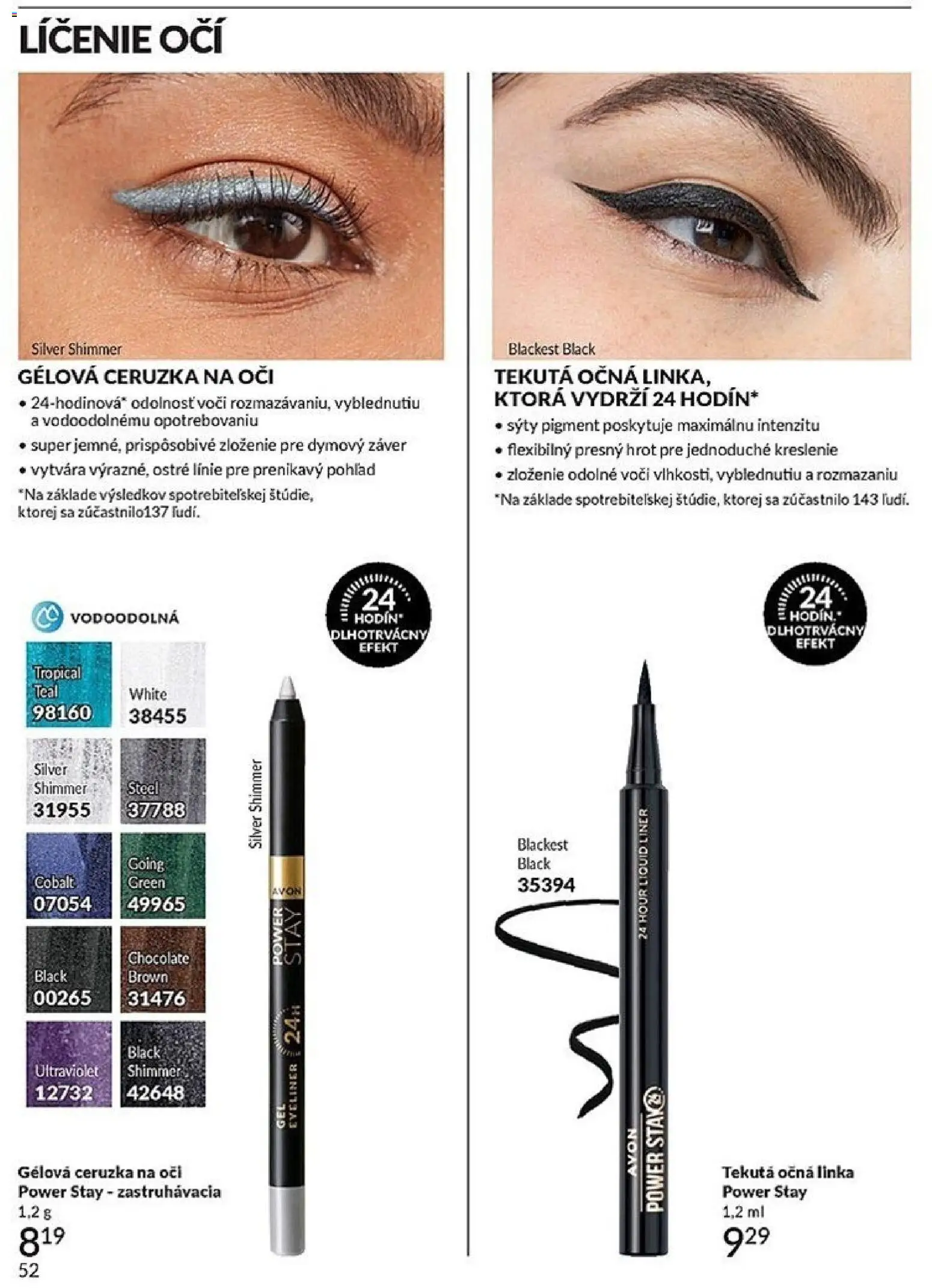 Nové Avon akcie – leták je platný od 01.04.2026 | Strana: 52 | Produkty: Očná linka, Ceruzka na oči, Ceruzka