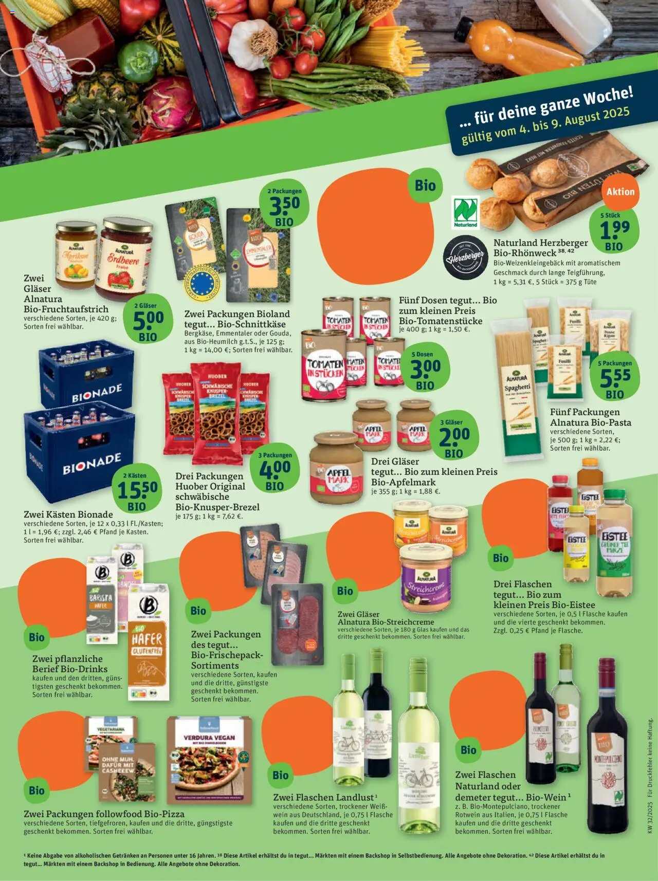 Tegut - Rheinland-Pfalz, Niedersachsen, Heidelberg - gültig ab dem 07.08.2025 | Seite: 2 | Produkte: Rotwein, Gouda, Tomaten, Bionade