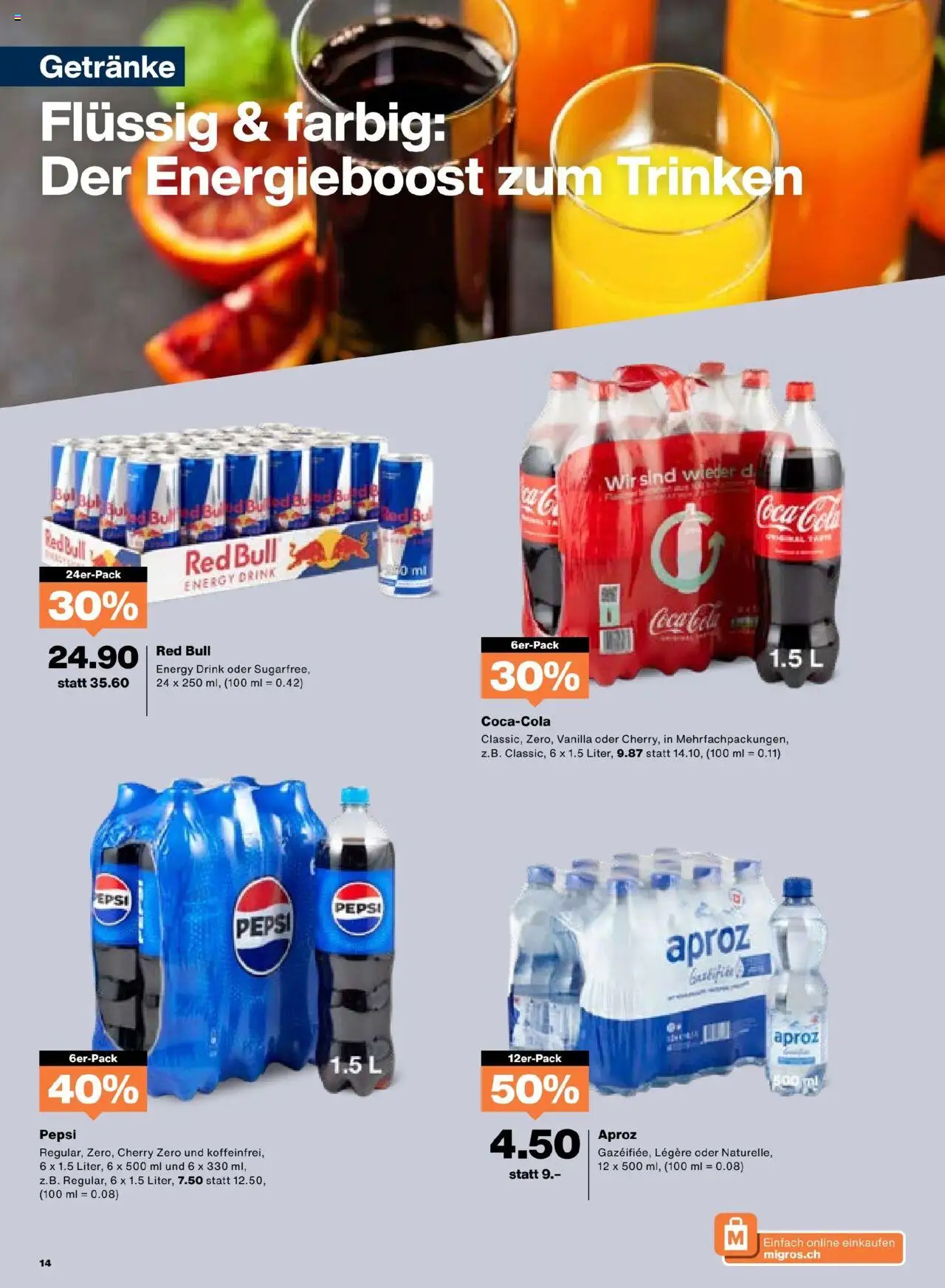 Migros Aktionen – gültig ab 23.09.2025 | Seite: 14 | Produkte: Ridge, Red bull, Coca Cola