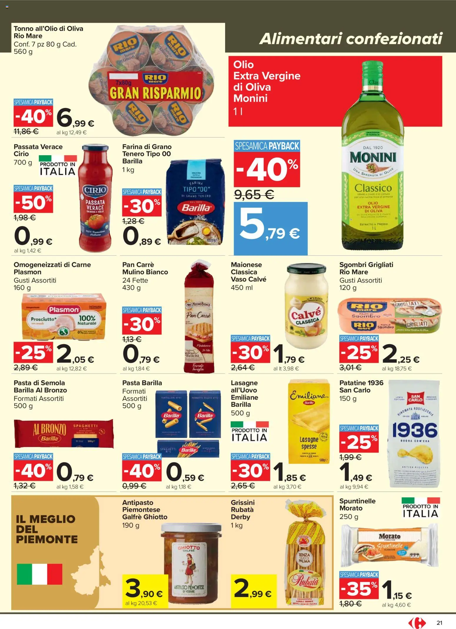 Volantino Carrefour del 24.03.2026 | Pagina: 21 | Prodotti: Maionese, Farina, Tonno, Olio extra vergine