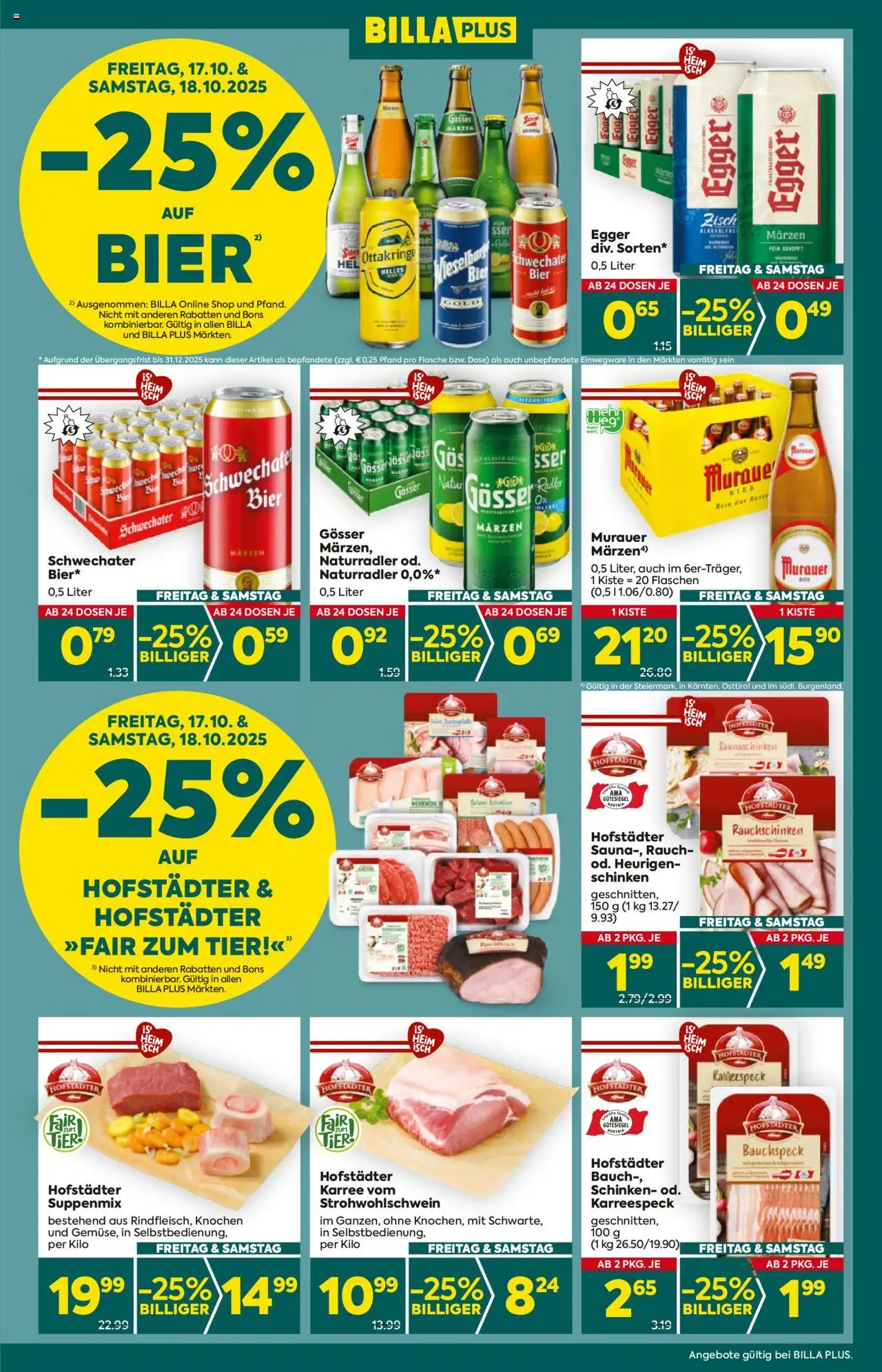 Billa Plus Flugblatt - Steiermark gültig ab 16.10.2025 | Seite: 3 | Produkte: Schinken, Bier