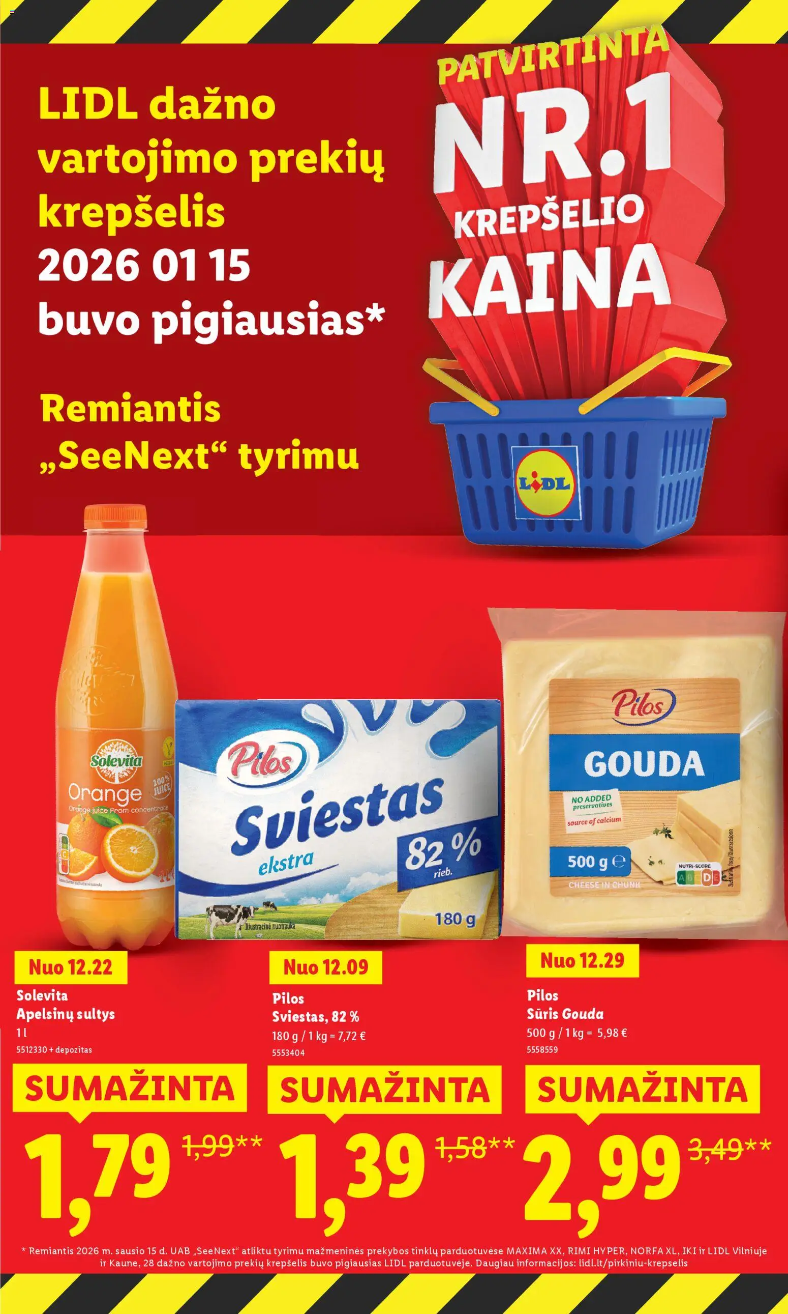 LIDL akcijos nuo 02.01.2026 | Puslapis: 18 | Prekių: Sūris, Sviestas, Sultys, Krepšelis