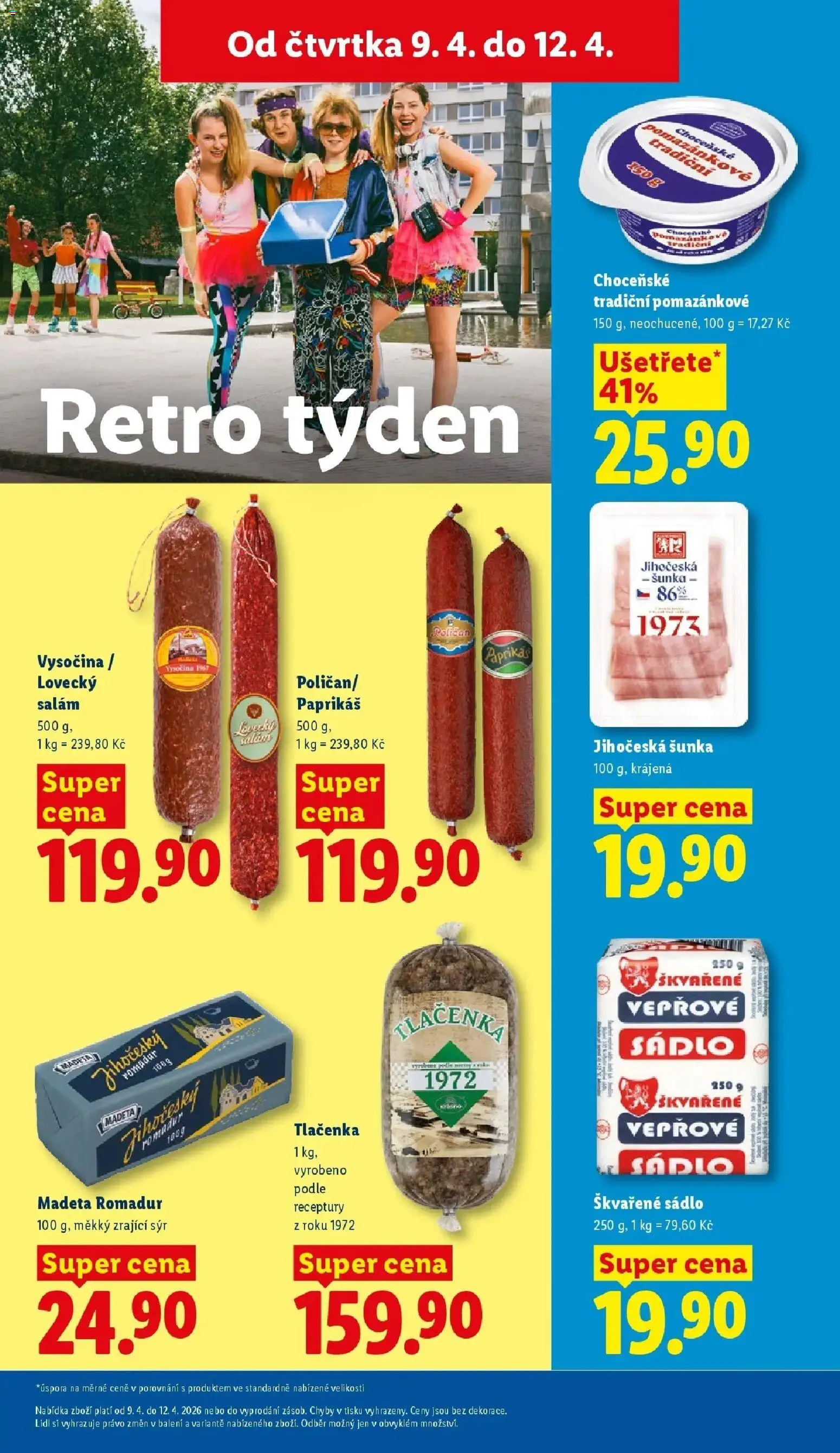 Lidl aktuální leták od 09.04.2026 | Strana: 13 | Produkty: Sádlo, Sýr, Šunka, Lovecký salám
