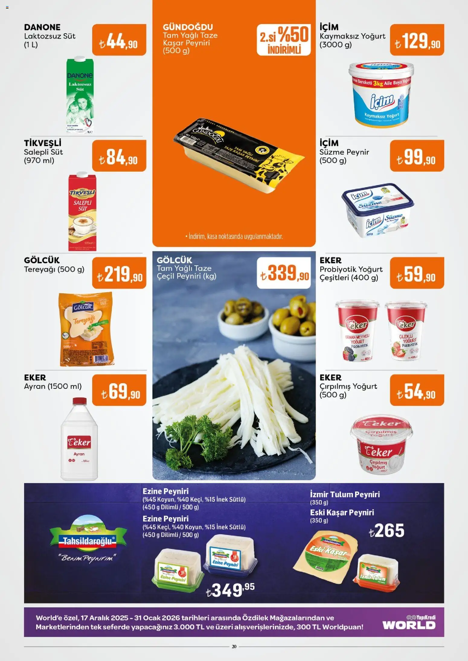Özdilek Katalog - 15.01.2026 tarihinden itibaren geçerlidir | Sayfa: 20 | Ürünler: Tereyağı, Peynir, Süzme peynir, Kasa