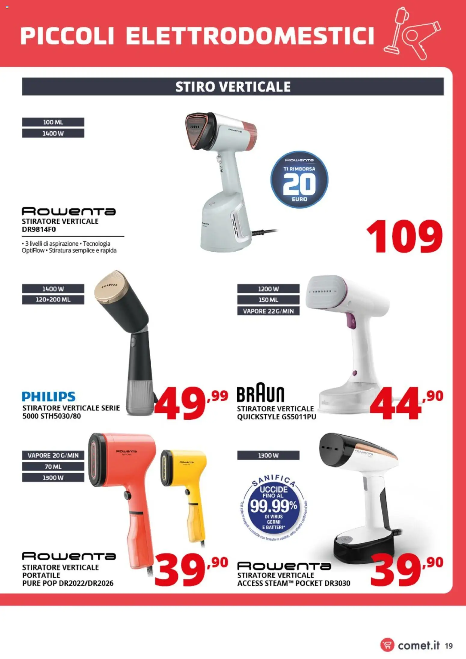 Volantino Comet del 06.03.2026 | Pagina: 19 | Prodotti: Stiratore verticale