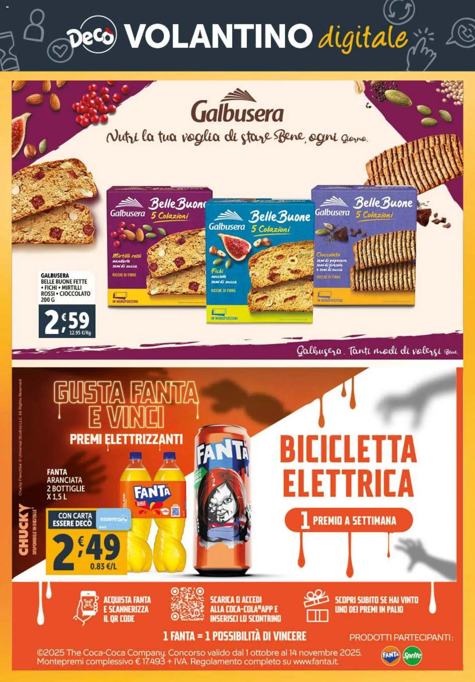 Volantino Decò del 28.10.2025 | Pagina: 30 | Prodotti: Bicicletta, Mandorle, The, Fanta
