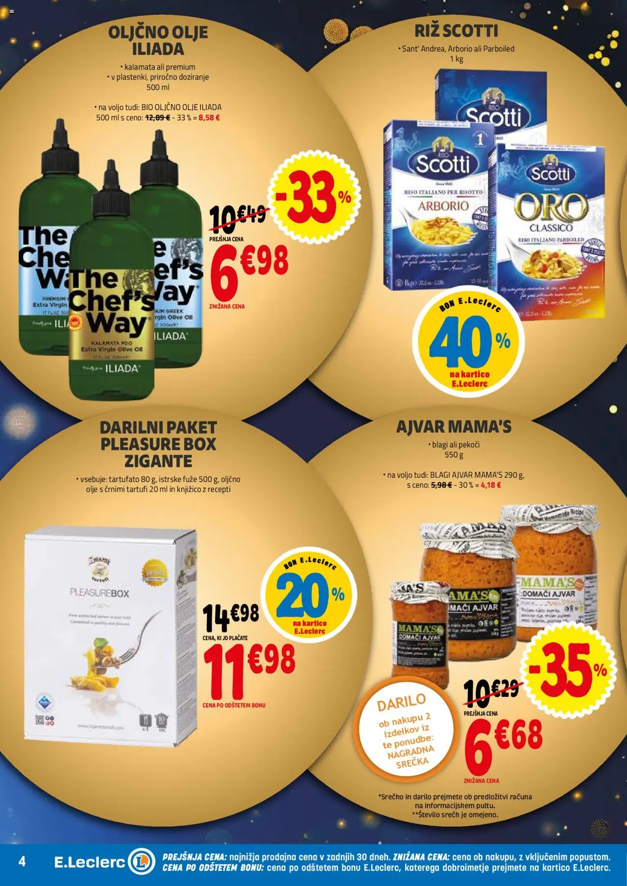 E.leclerc katalog │ velja od 18.06.2025 | Stran: 4 | Izdelki: Oljčno olje, Ajvar, Olive, Riz