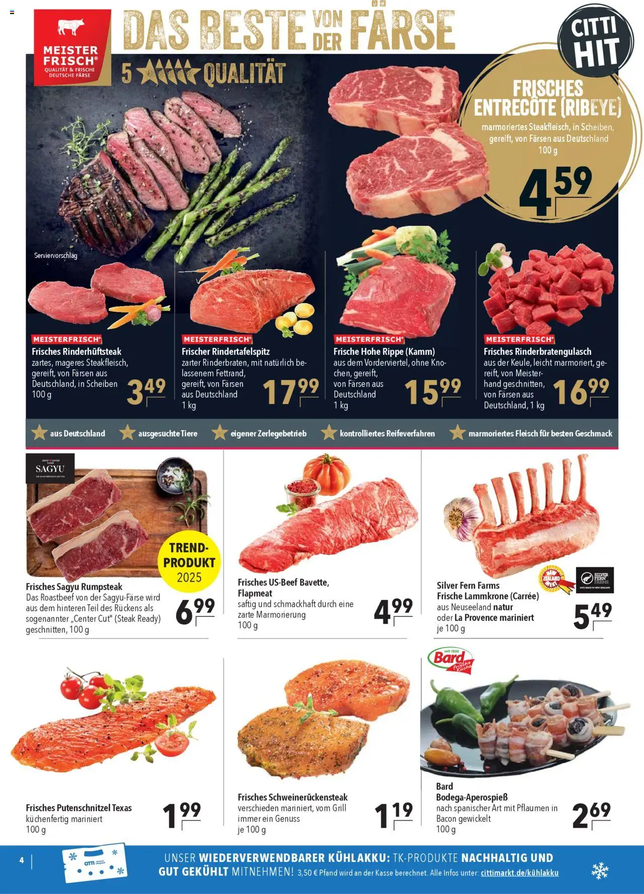CITTI Markt Prospekt 	 – gültig ab 17.09.2025 | Seite: 4 | Produkte: Rumpsteak, Pflaumen, Entrecote, Fleisch