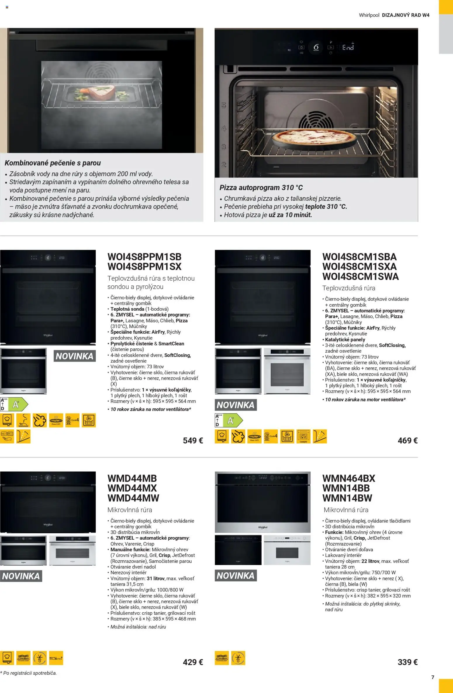 Nové Whirlpool akcie – leták je platný od 12.11.2025 | Strana: 7 | Produkty: Panely, Osvetlenie, Teplovzdušná rúra, Rúra