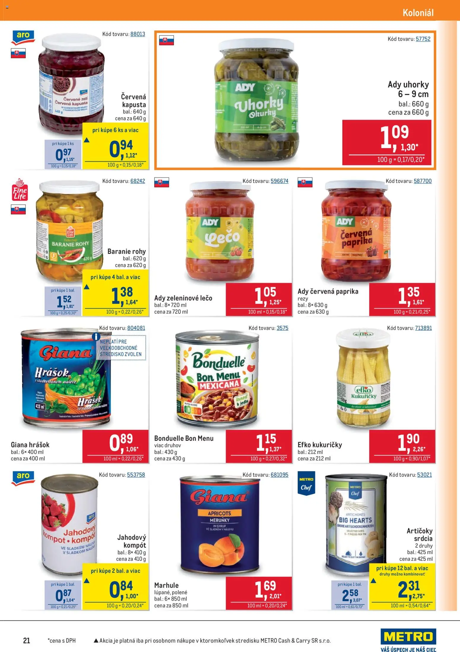 Nové Metro akcie – leták je platný od 05.11.2025 | Strana: 21 | Produkty: Paprika, Kapusta, Hrášok, Marhule