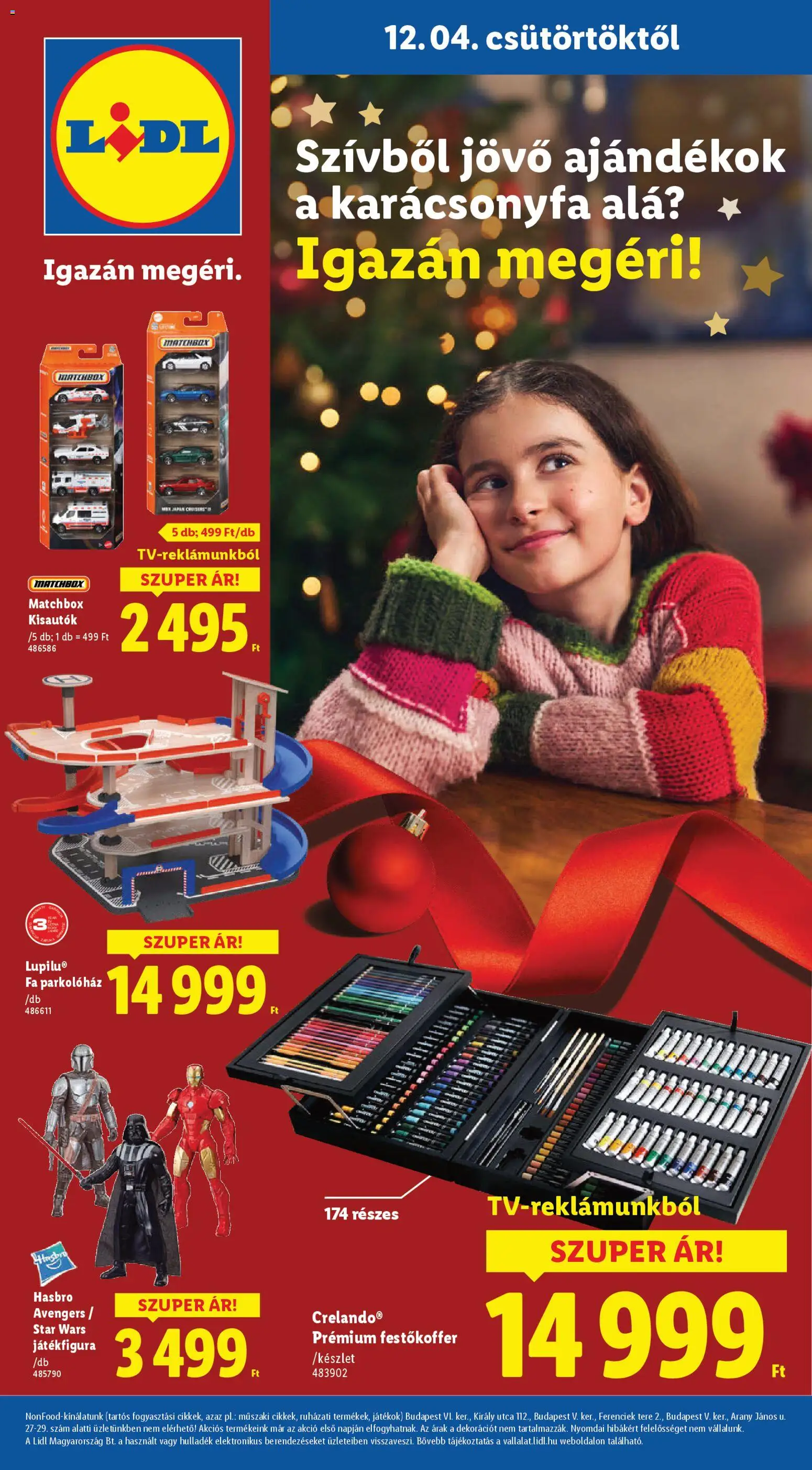 Lidl akciós ujság - amely érvényes a következő dátumtól: 04.12.2025 | Oldal: 1 | Termékek: Játékok, Karácsonyfa