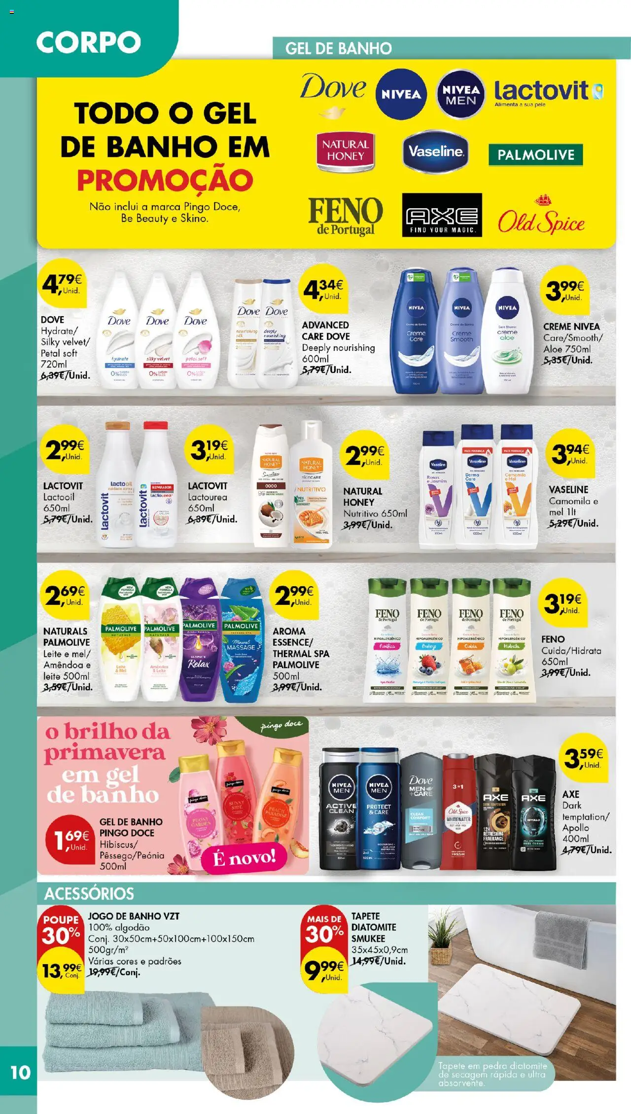 Pingo Doce - Cuidados Pessoais e para o Lar │ válido de 23.09.2025 | Página: 10 | Produtos: Algodão, Gel de banho, Tapete, Creme