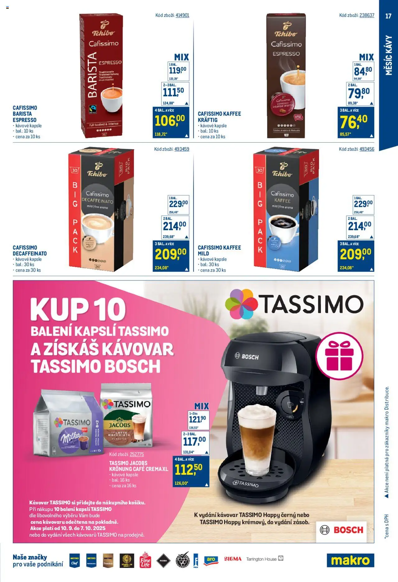 Makro leták - Měsíc kávy od 10.09.2025 | Strana: 17 | Produkty: Tassimo, Kávové kapsle, Jacobs, Cafissimo