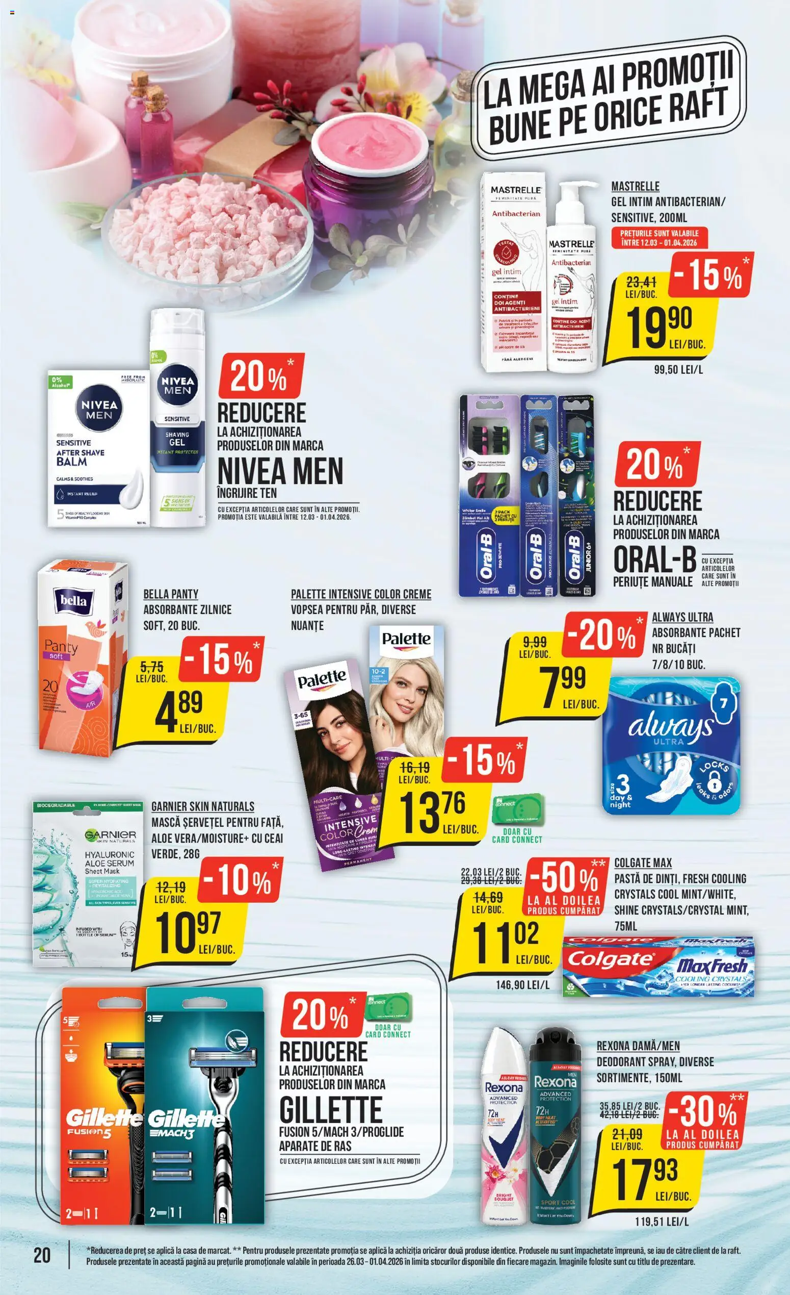Noul catalog Mega Image – valabil de la 26.03.2026 | Pagină: 20 | Produse: Gel intim, Vopsea, Body, Raft
