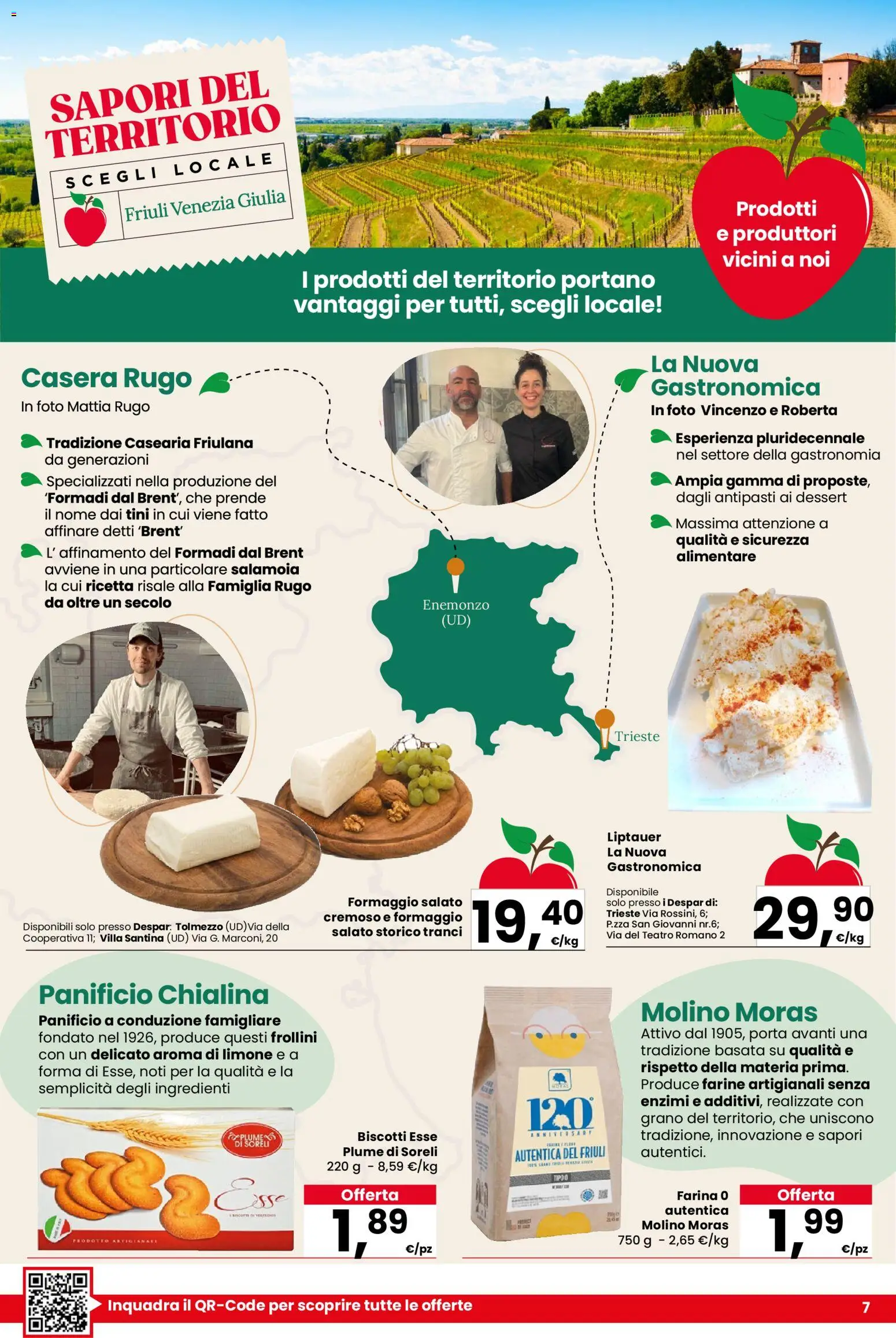 Volantino Despar del 19.02.2026 | Pagina: 7 | Prodotti: Biscotti, Formaggio, Farina, Frollini