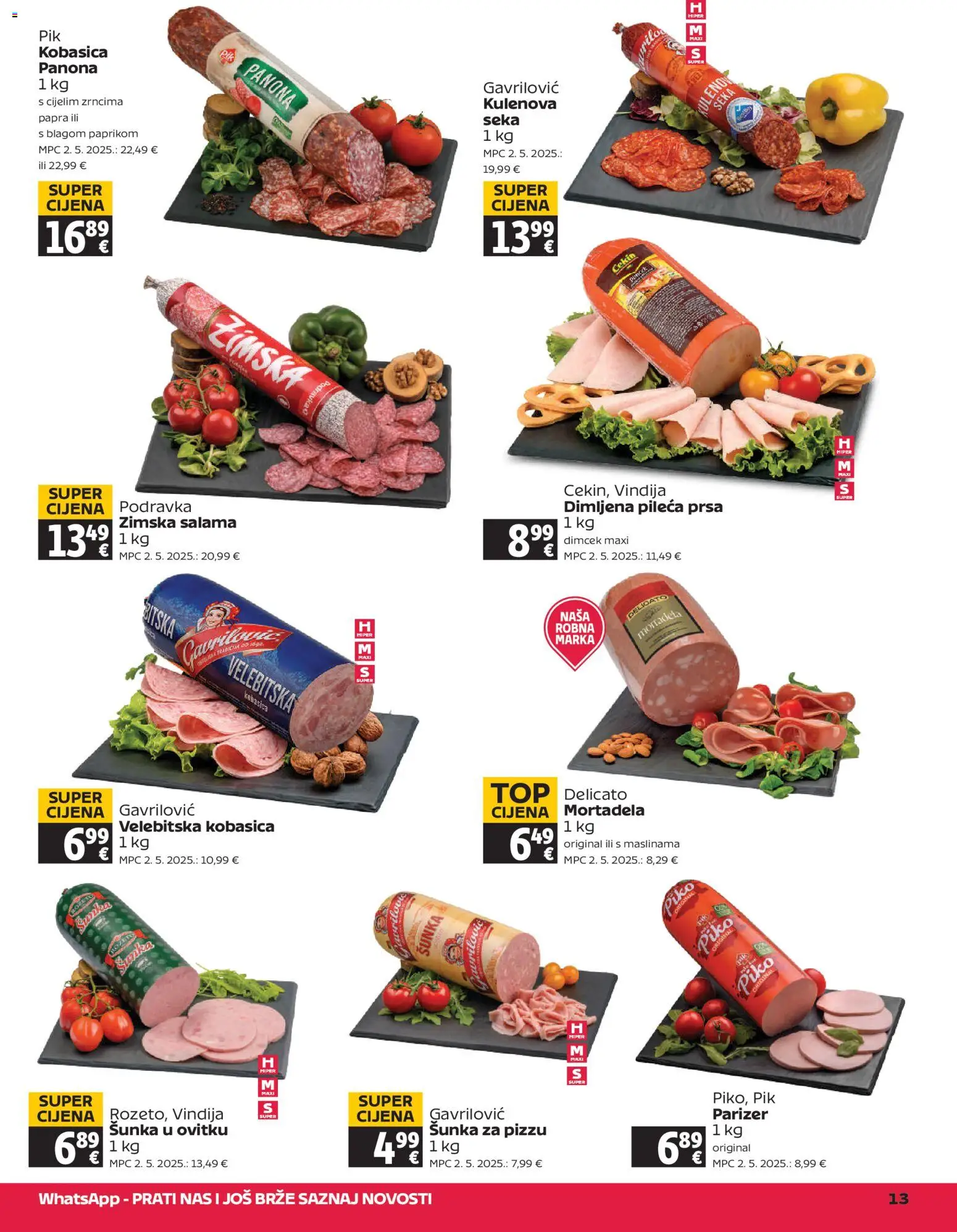 Tommy katalog | vrijedi od 16.04.2026 | Stranica: 13 | Proizvodi: Vindija, Podravka, Parizer, Pileća prsa