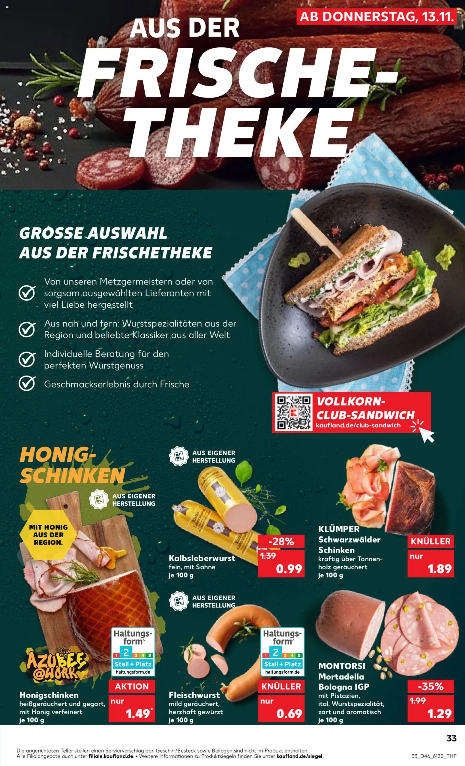 Kaufland prospekt Bremen	 – gültig ab 16.11.2025 | Seite: 33 | Produkte: Theke, Schinken, Sahne