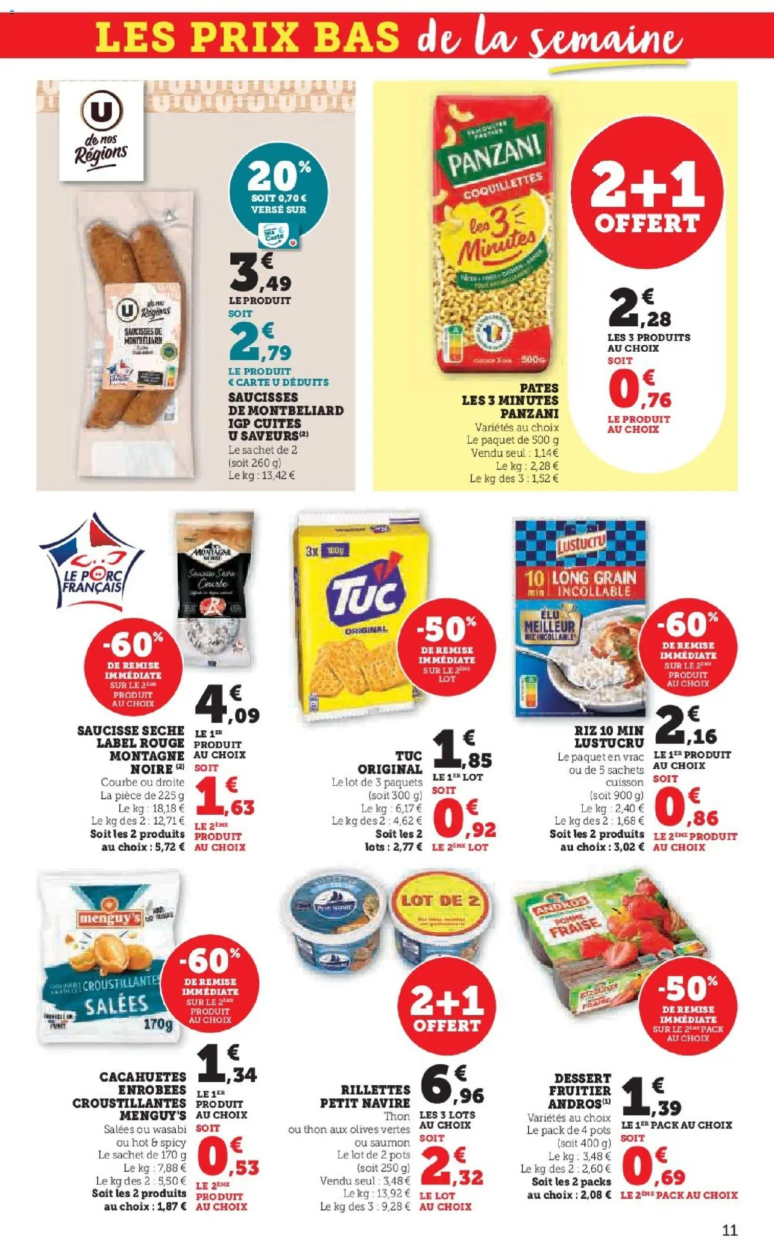 {H1} | Page: 11 | Produits: Fraise, Saucisse, Porc, Riz