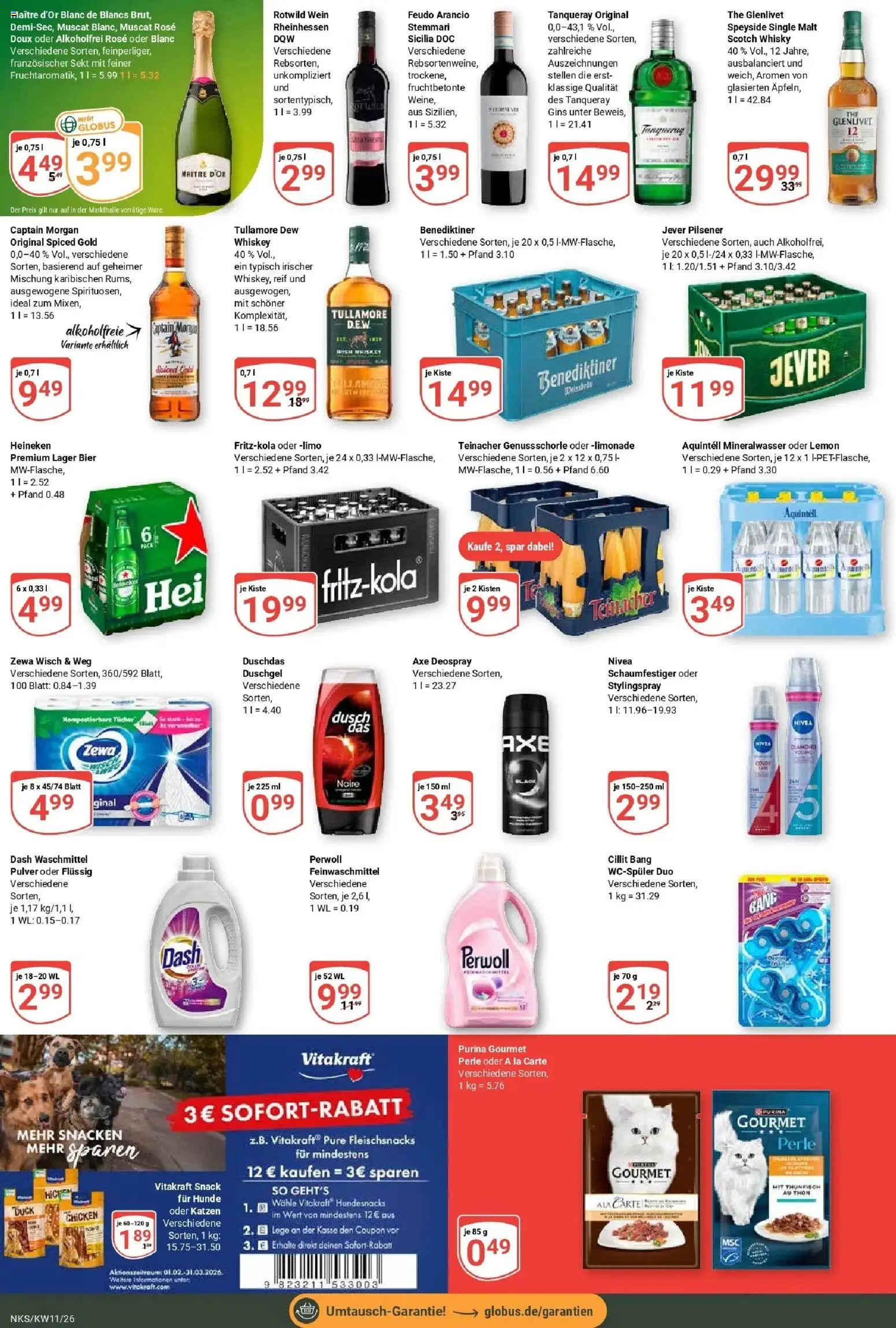 Globus prospekt Neunkirchen	 – gültig ab 09.03.2026 | Seite: 8 | Produkte: Sekt, Axe, Captain morgan, Whiskey