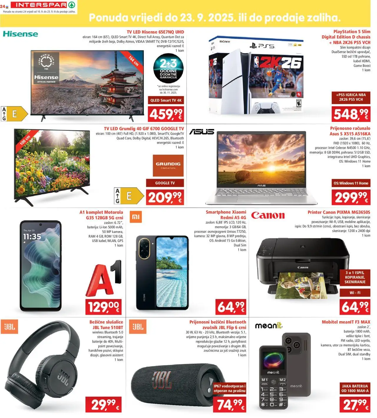 Interspar katalog | vrijedi od 10.09.2025 | Stranica: 24 | Proizvodi: Smart TV, Smartphone, Računalo, Printer