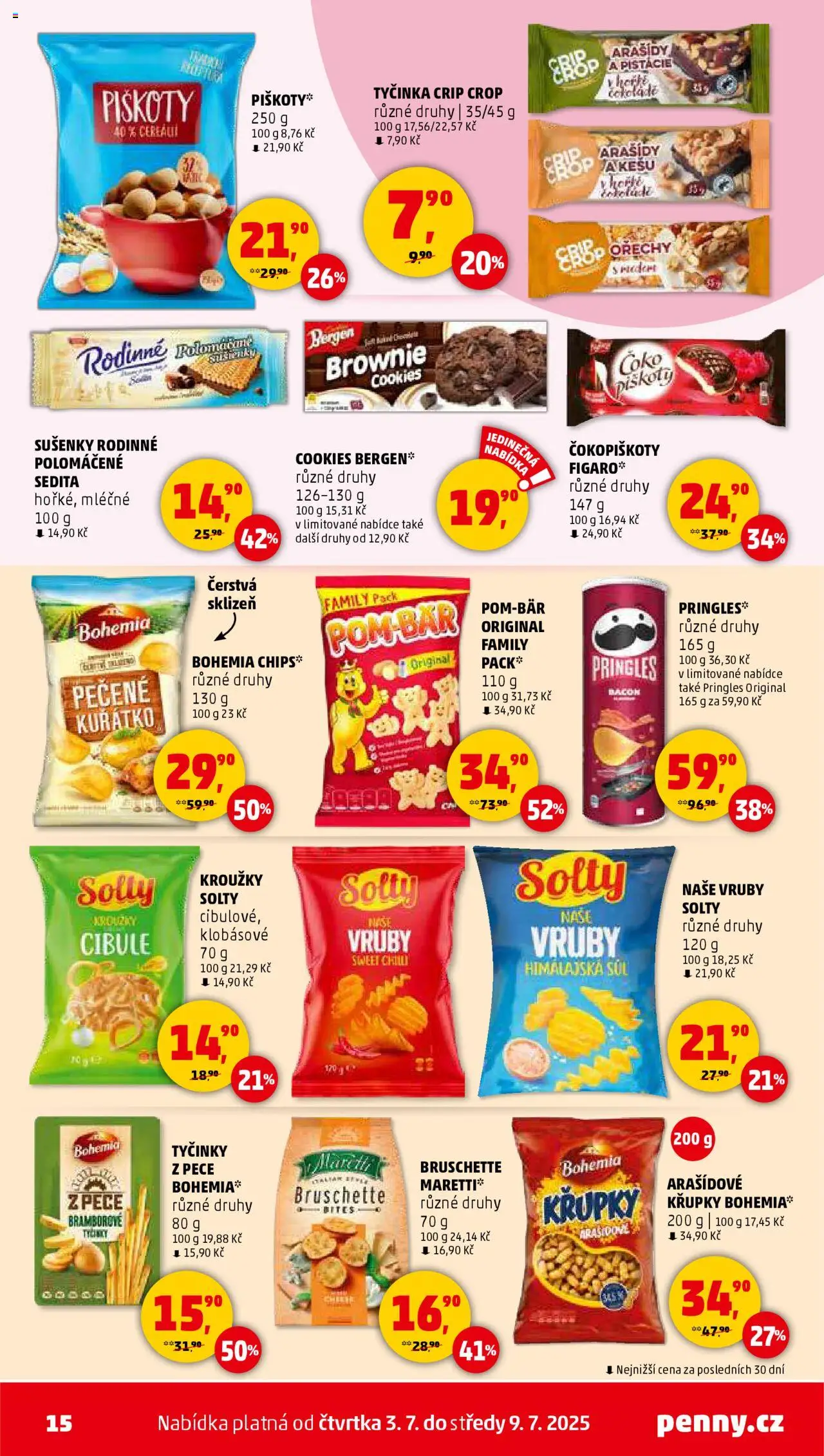 Penny Market leták - Čtvrtečník od 03.07.2025 | Strana: 15 | Produkty: Ořechy, Pringles, Arašídy, Sušenky
