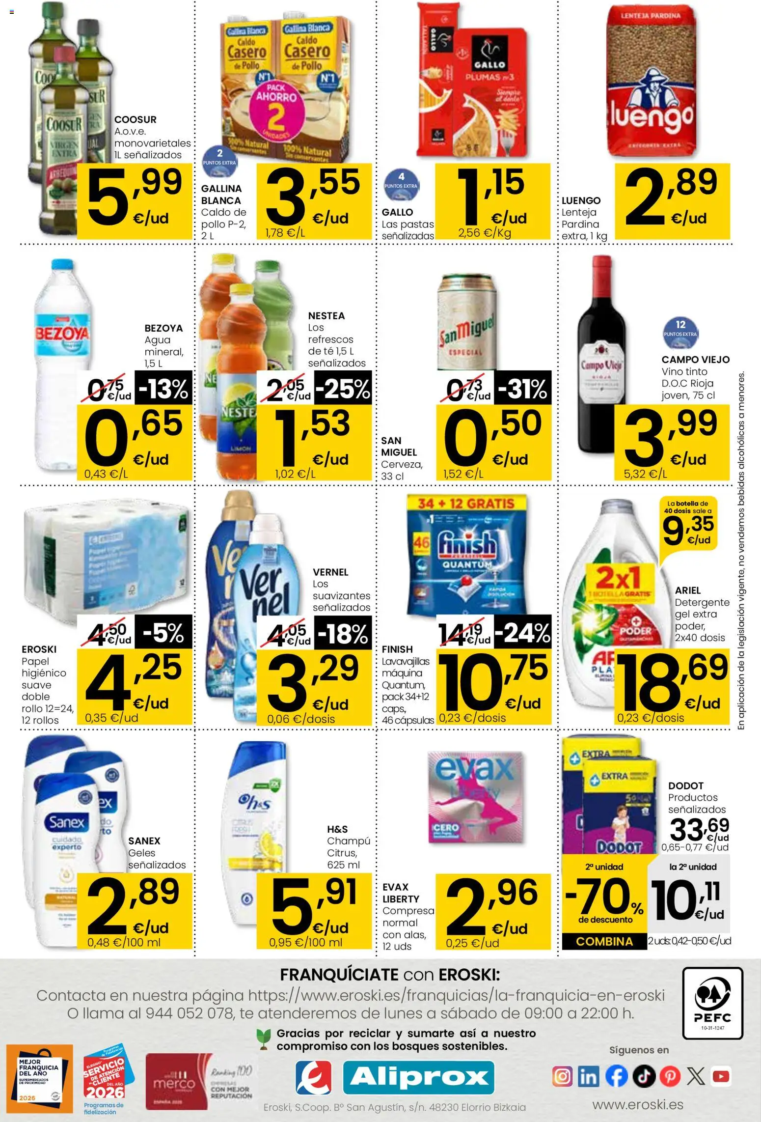 Eroski - Aliprox │ válido desde el 29.01.2026 | Página: 4 | Productos: Champú, Detergente, Té, Lavavajillas