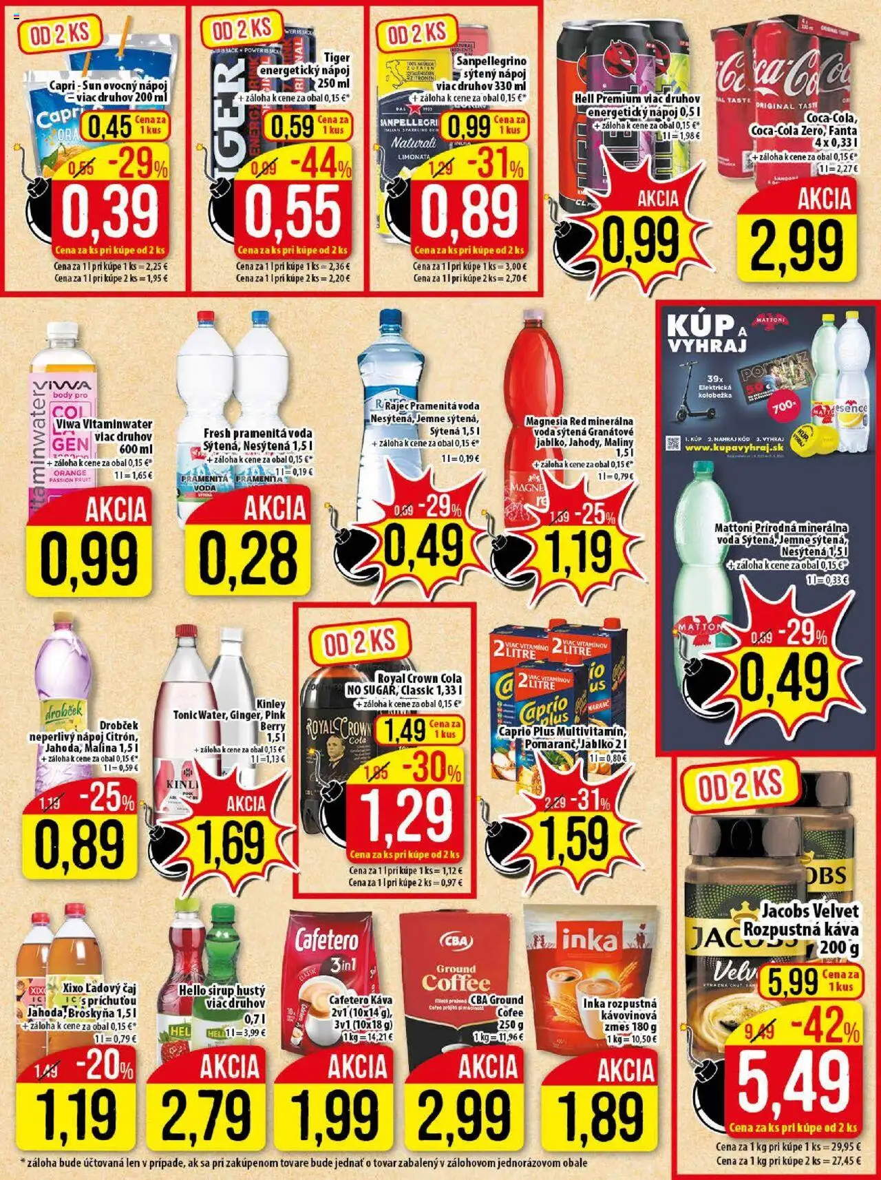 Klas leták │ platný od 21.07.2025 | Strana: 16 | Produkty: Káva, Minerálna voda, Cola, Energetický nápoj