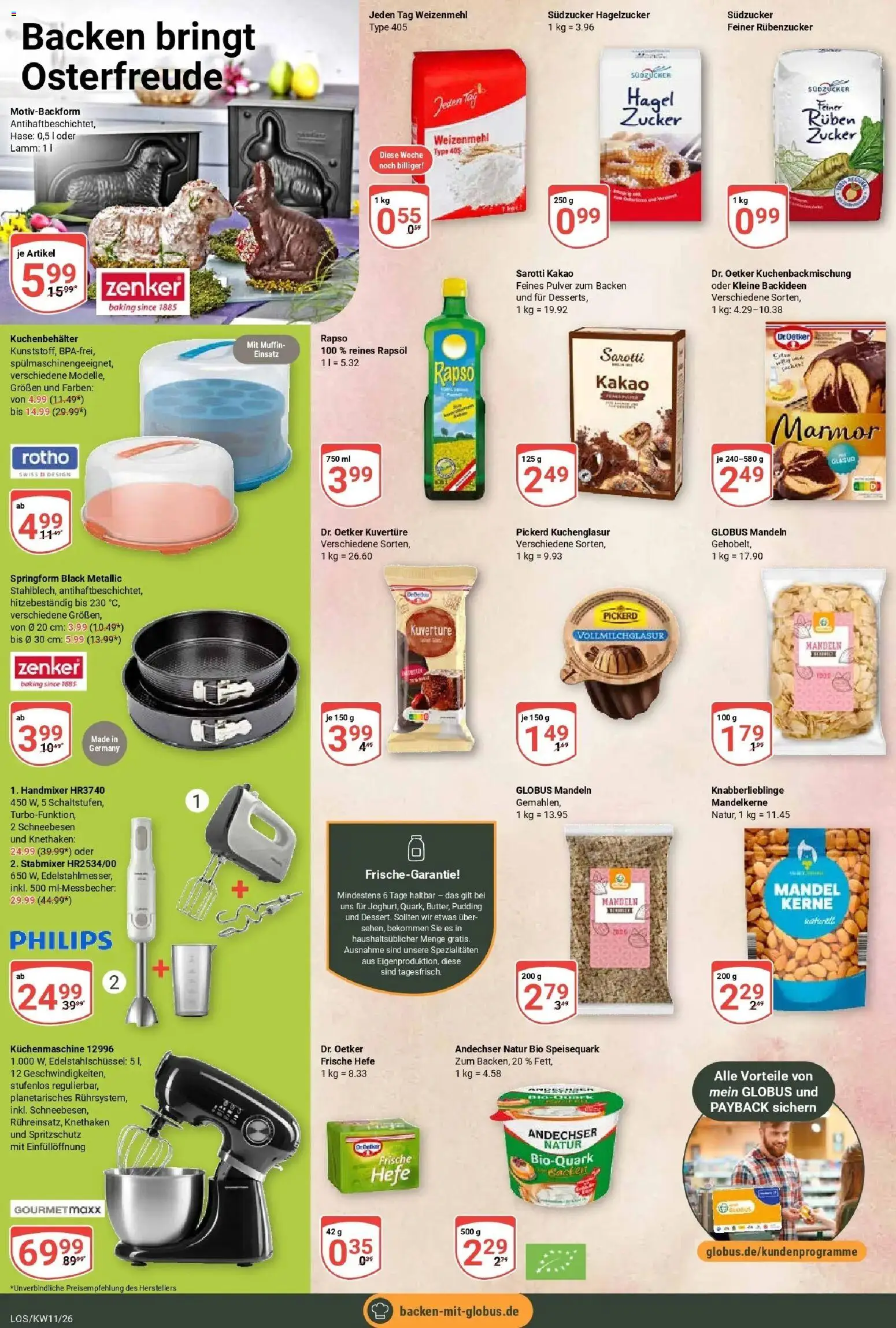 Globus prospekt Losheim Am See	 – gültig ab 09.03.2026 | Seite: 20 | Produkte: Rapsöl, Weizenmehl, Mandeln, Zucker