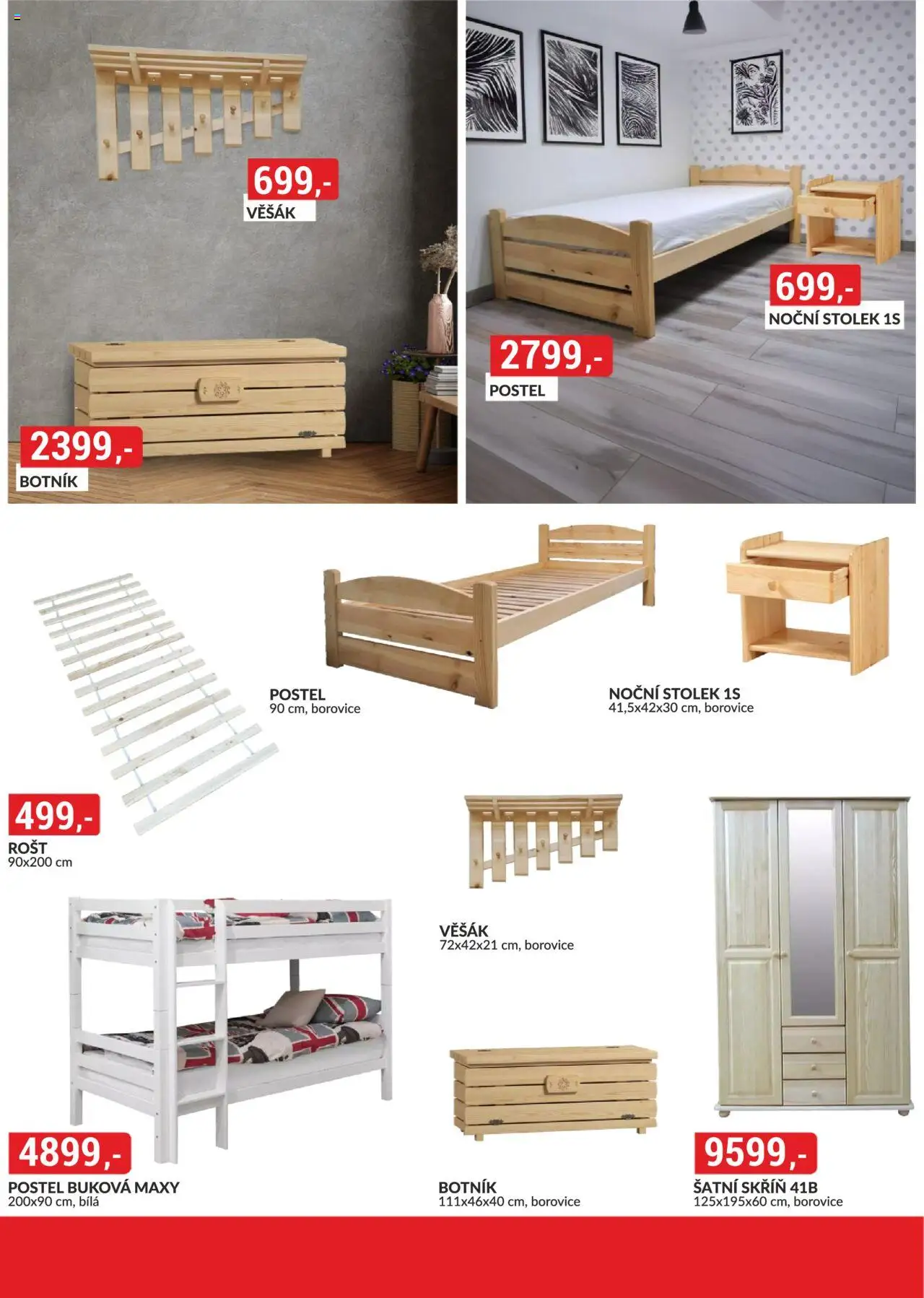 BAUMAX leták - Moderní styl, dostupná cena od 01.08.2025 | Strana: 43 | Produkty: Noční stolek, Rošt, Botník, Věšák