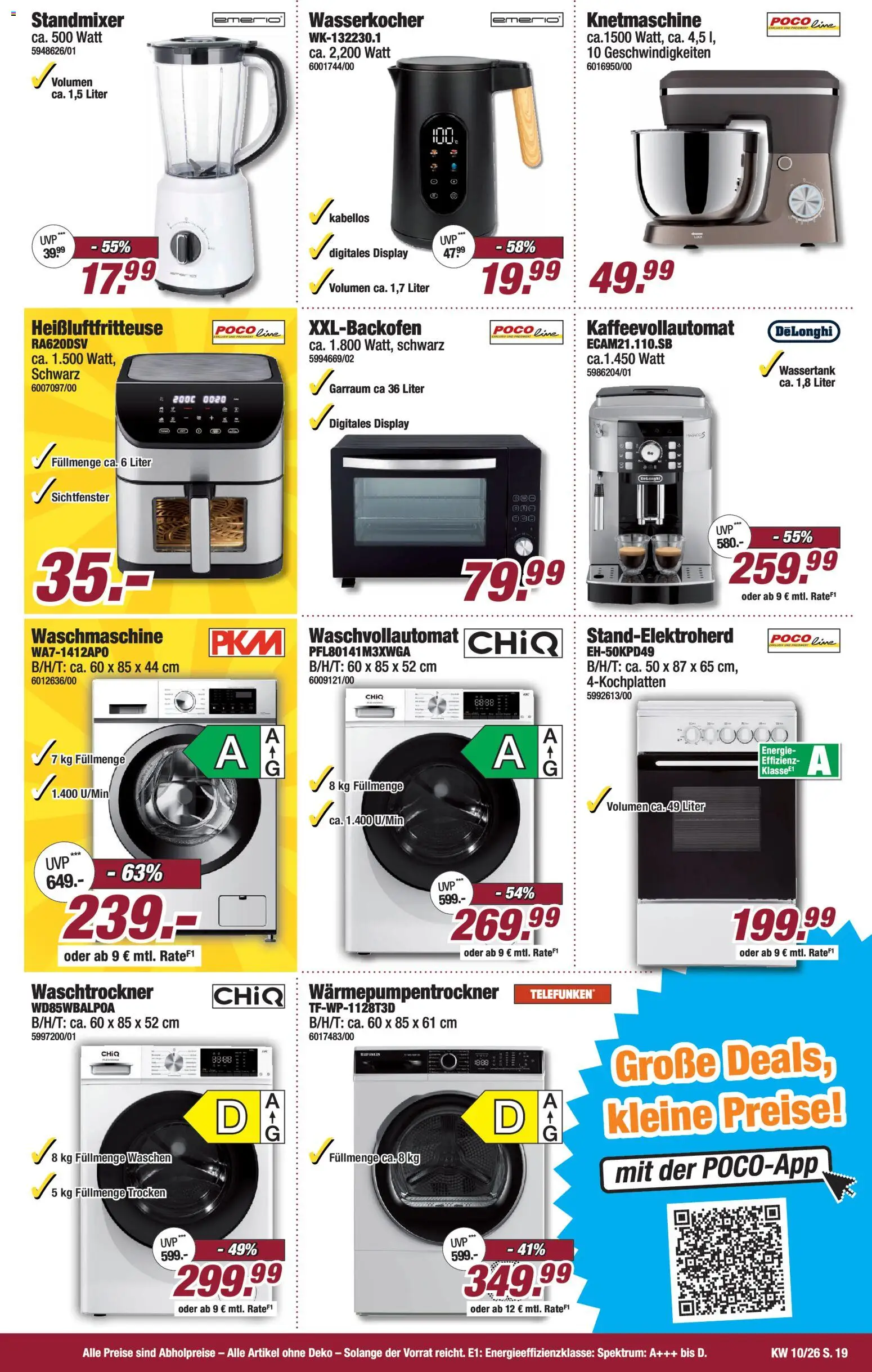 Poco Prospekt 	 – gültig ab 01.03.2026 | Seite: 19 | Produkte: Wasserkocher, Waschmaschine, Waschtrockner, Kaffeevollautomat